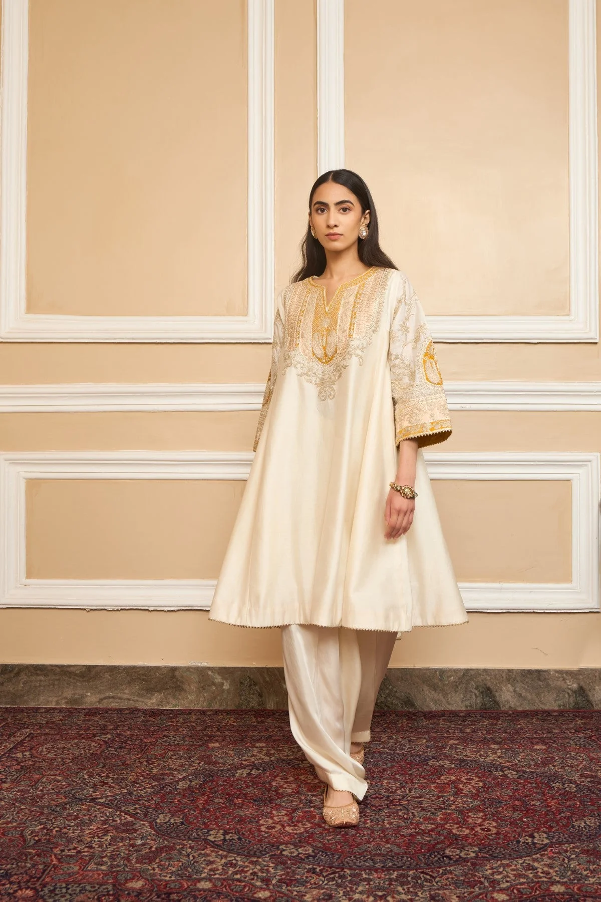 MOHSINA - DAISY IVORY SHORT KALIDAAR CHOGA WITH SALWAR (LXRTS) - Image 6