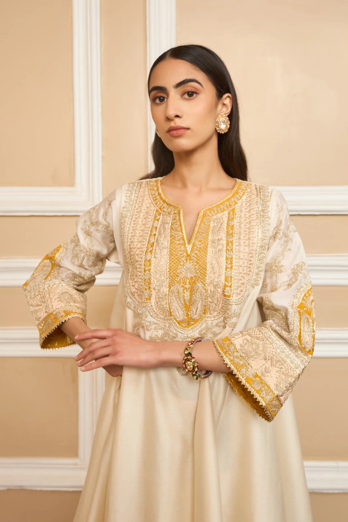 MOHSINA - DAISY IVORY SHORT KALIDAAR CHOGA WITH SALWAR (LXRTS) - Image 7