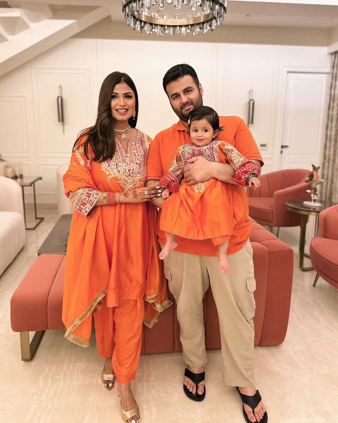 Mohsina - Orange Short Kalidaar Choga With Salwar - Image 2