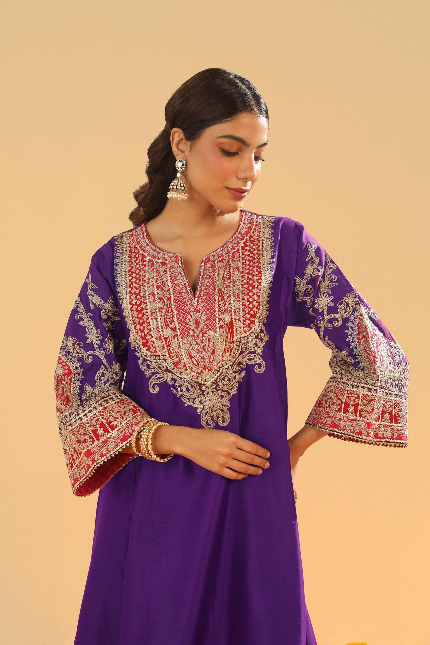 Mohsina - Purple Short Kalidaar Chauga with Salwar (LXRTS) - Image 4