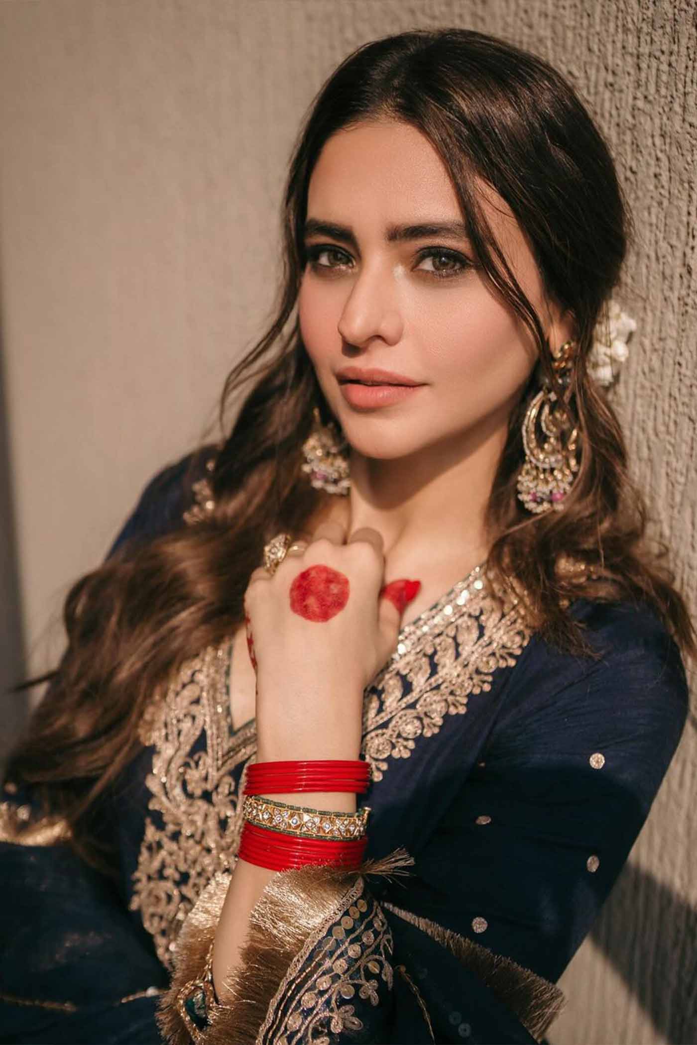 Aamna Shariff In Mysha - Deep Blue Long Choga With Salwar - Image 3