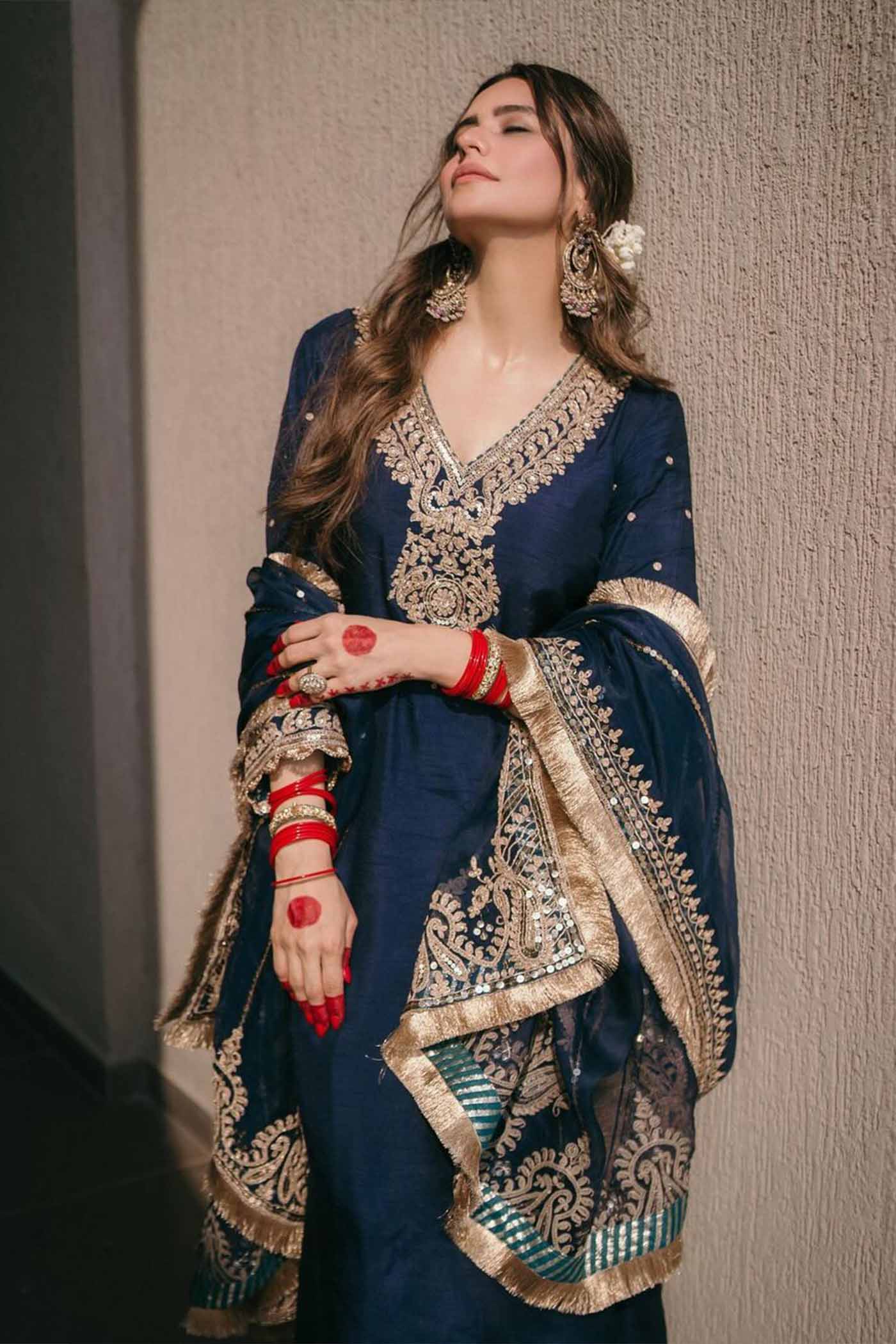 Aamna Shariff In Mysha - Deep Blue Long Choga With Salwar - Image 6
