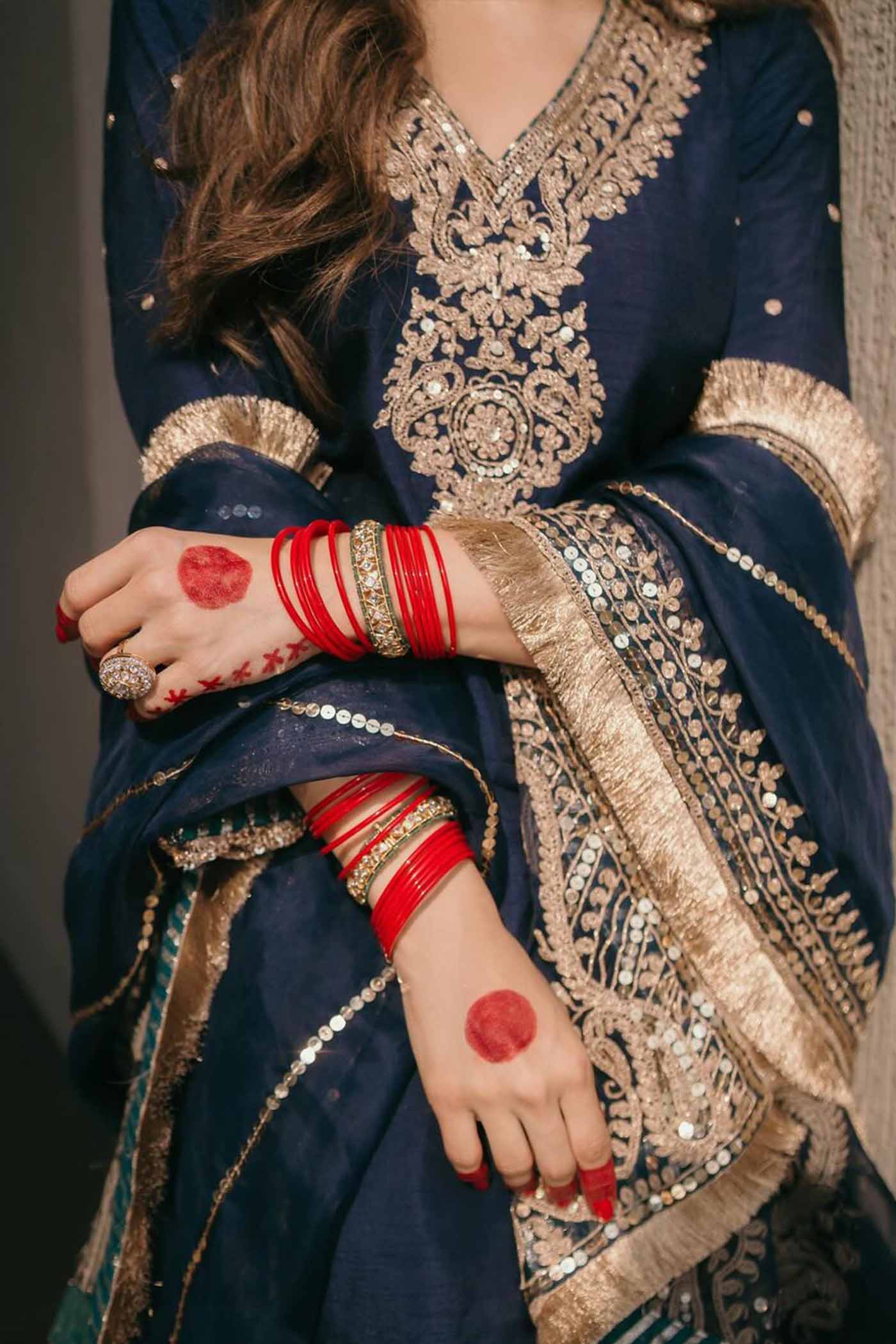 Aamna Shariff In Mysha - Deep Blue Long Choga With Salwar - Image 7