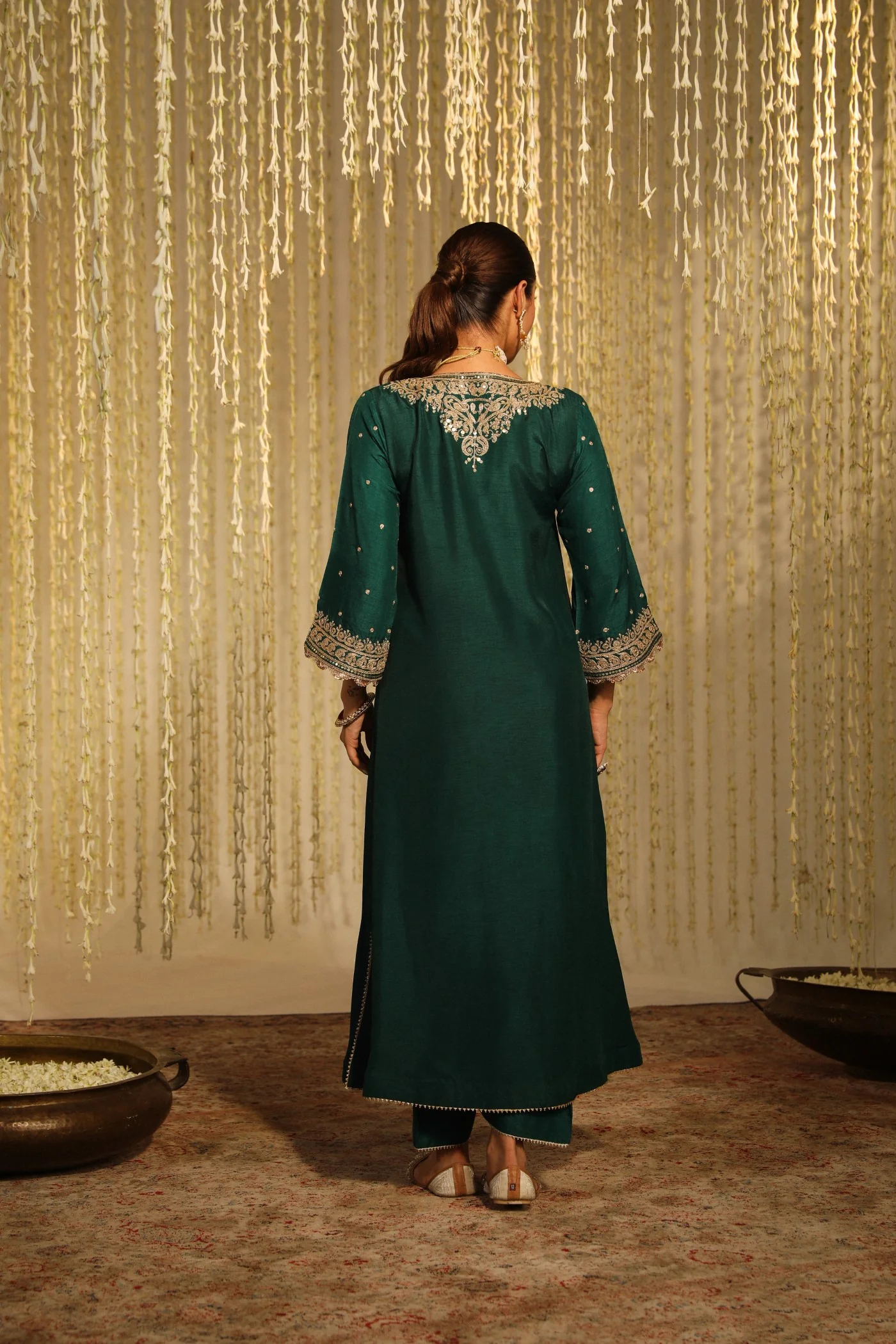 MYSHA - EMERALD GREEN  LONG CHOGA WITH SALWAR - Image 5