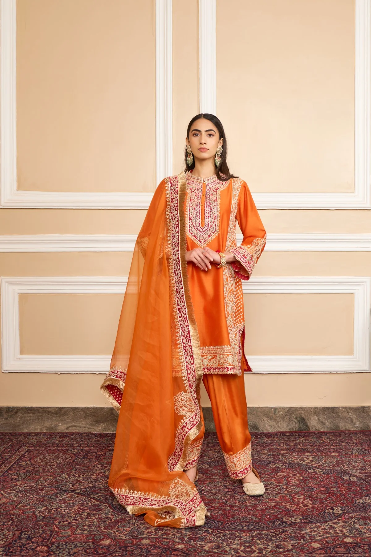 Chandni Girdhar In NAAYAAB - Orange SHORT KURTA WITH SALWAR AND DUPATTA - Image 3