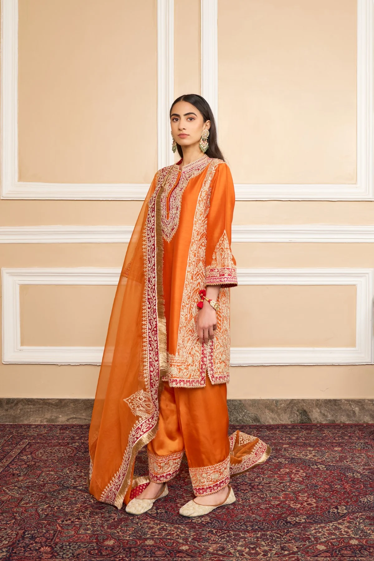 Chandni Girdhar In NAAYAAB - Orange SHORT KURTA WITH SALWAR AND DUPATTA - Image 5
