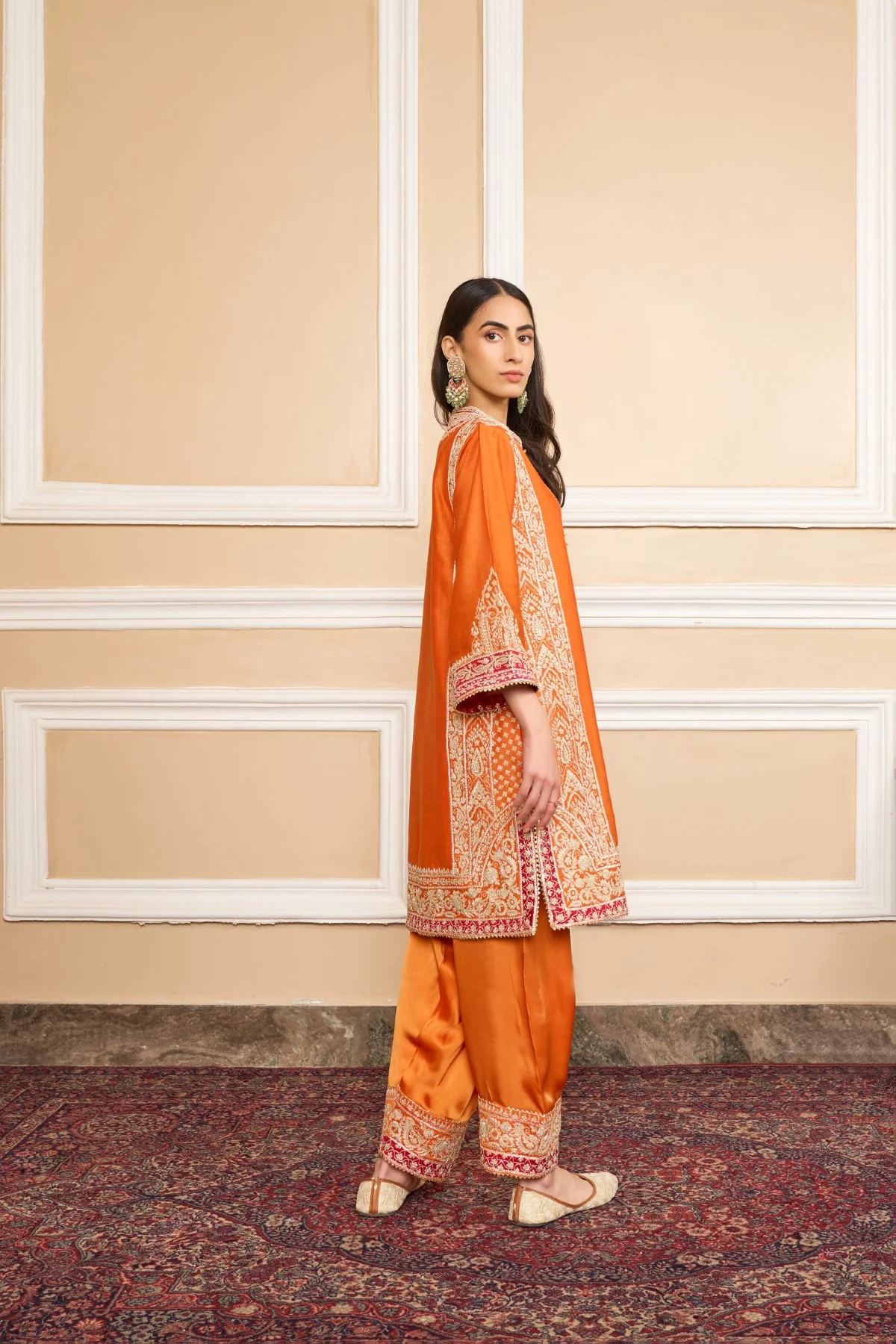 Chandni Girdhar In NAAYAAB - Orange SHORT KURTA WITH SALWAR AND DUPATTA - Image 6