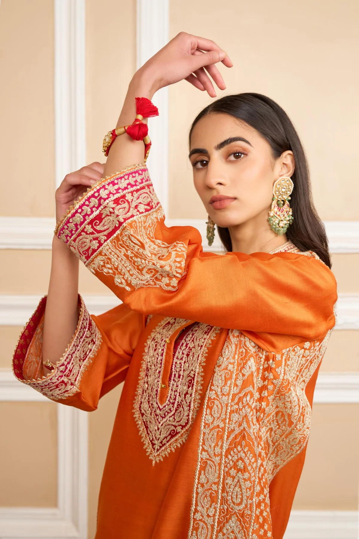 Chandni Girdhar In NAAYAAB - Orange SHORT KURTA WITH SALWAR AND DUPATTA - Image 8