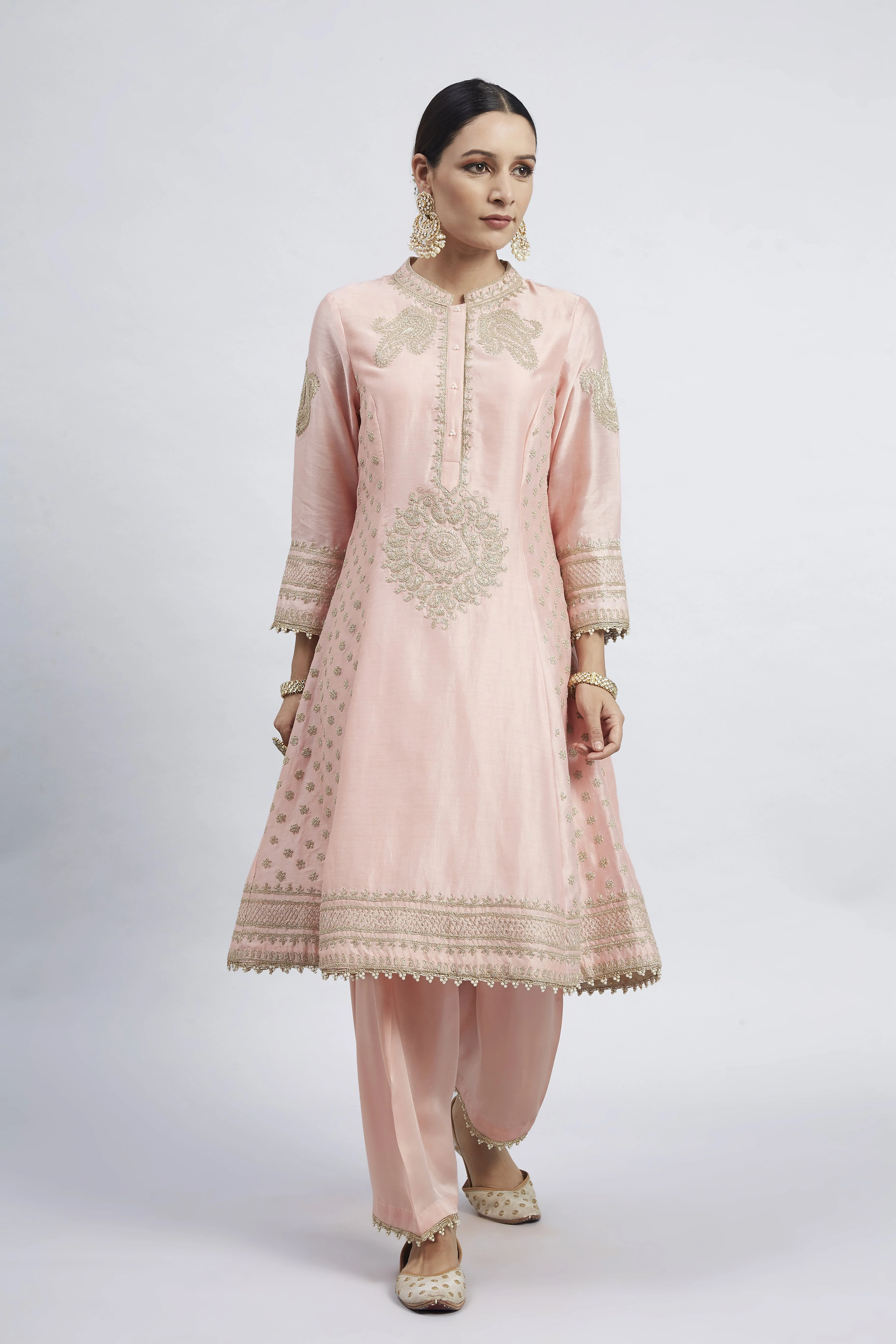 Naazira-Carnation Pink Embroidered Kurta Set - Image 13