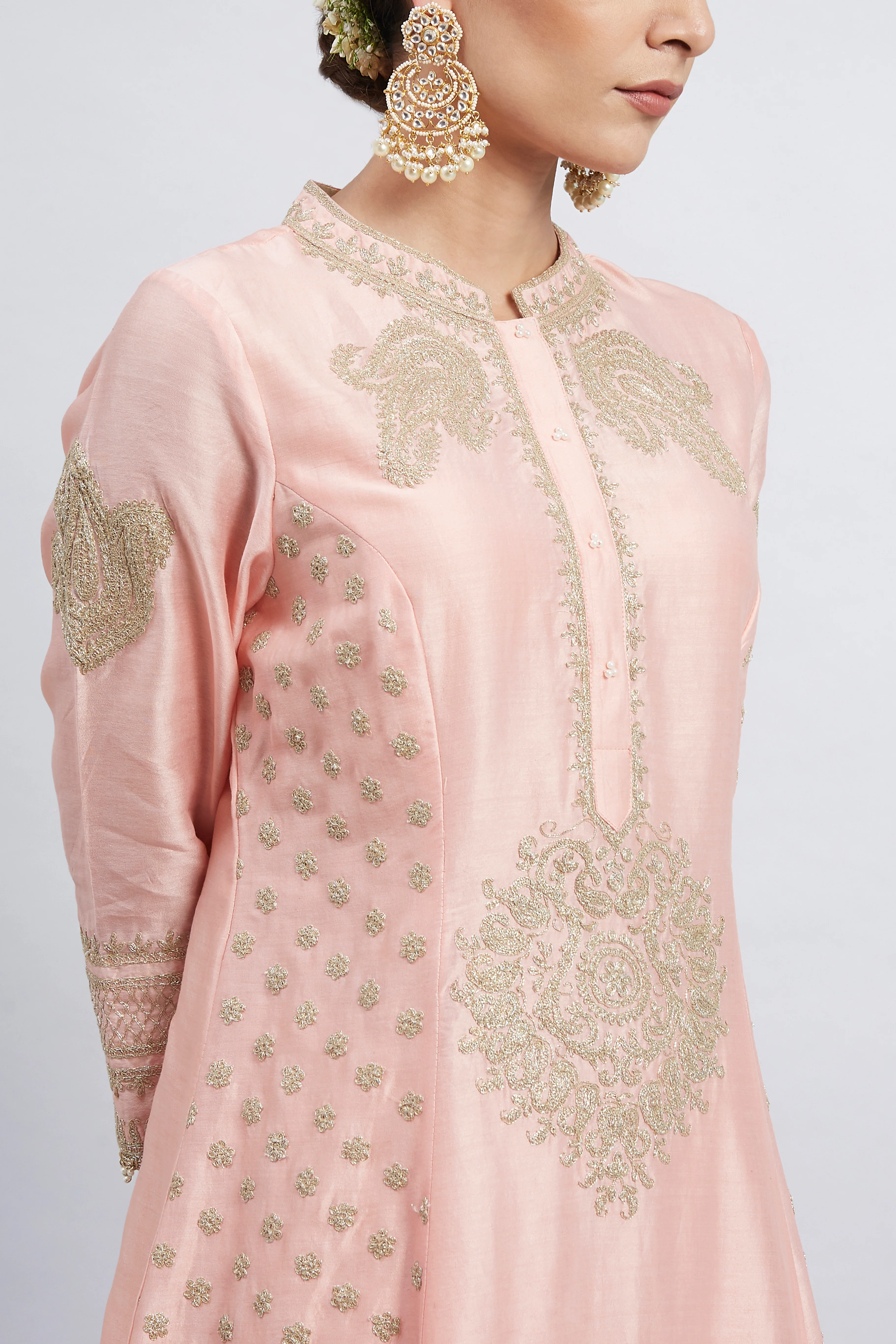 Naazira-Carnation Pink Embroidered Kurta Set - Image 3