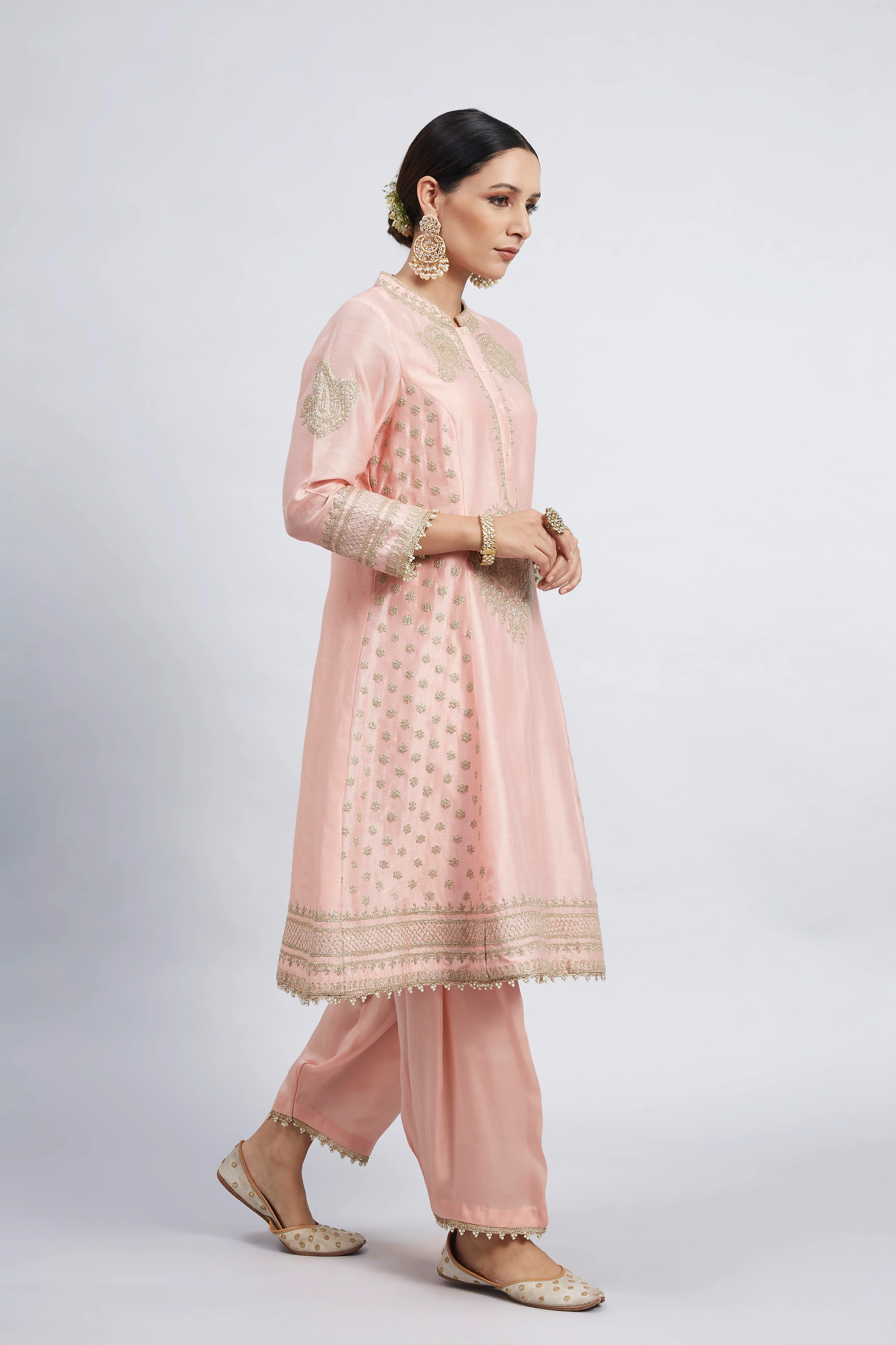 Naazira-Carnation Pink Embroidered Kurta Set - Image 5