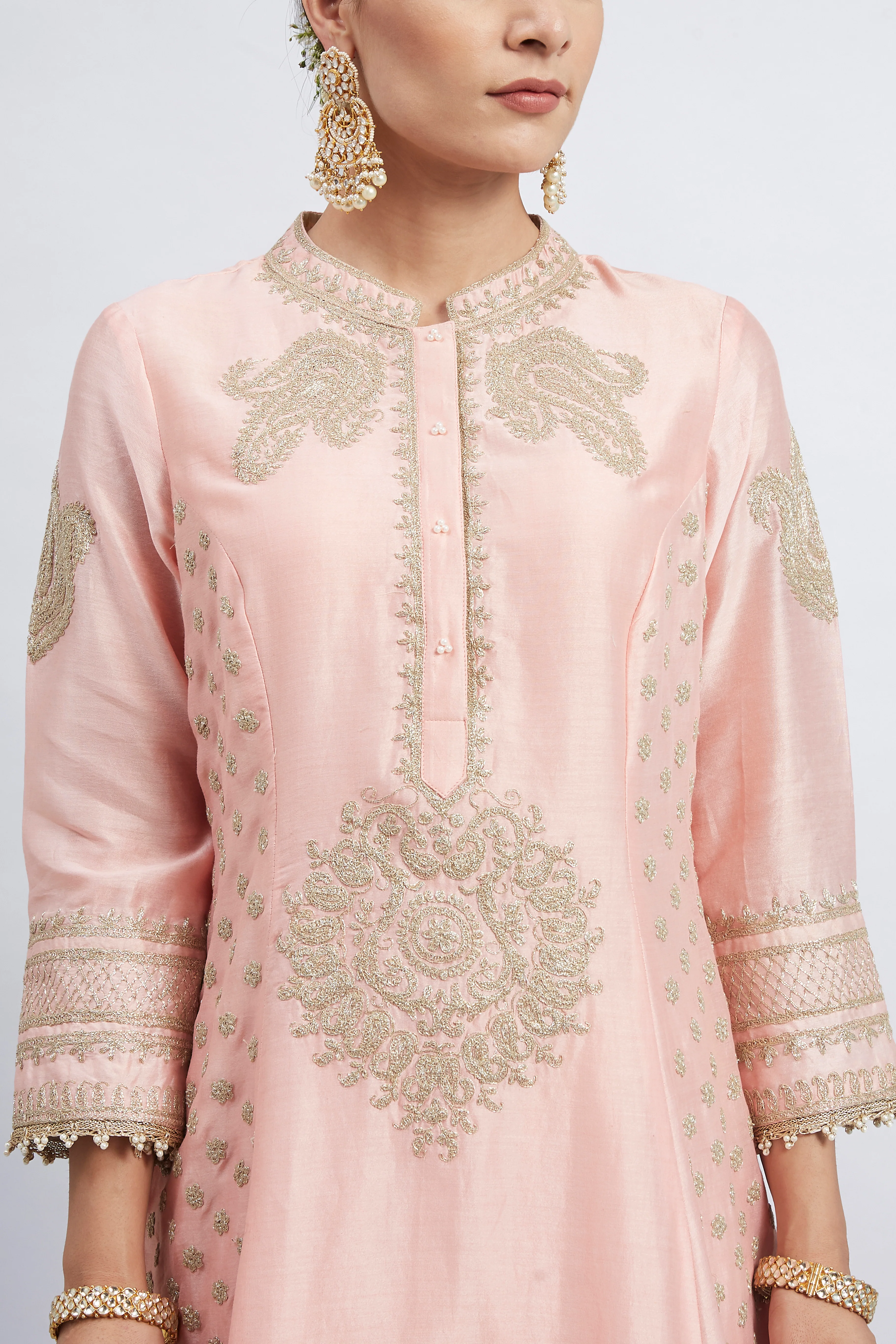 Naazira-Carnation Pink Embroidered Kurta Set - Image 6