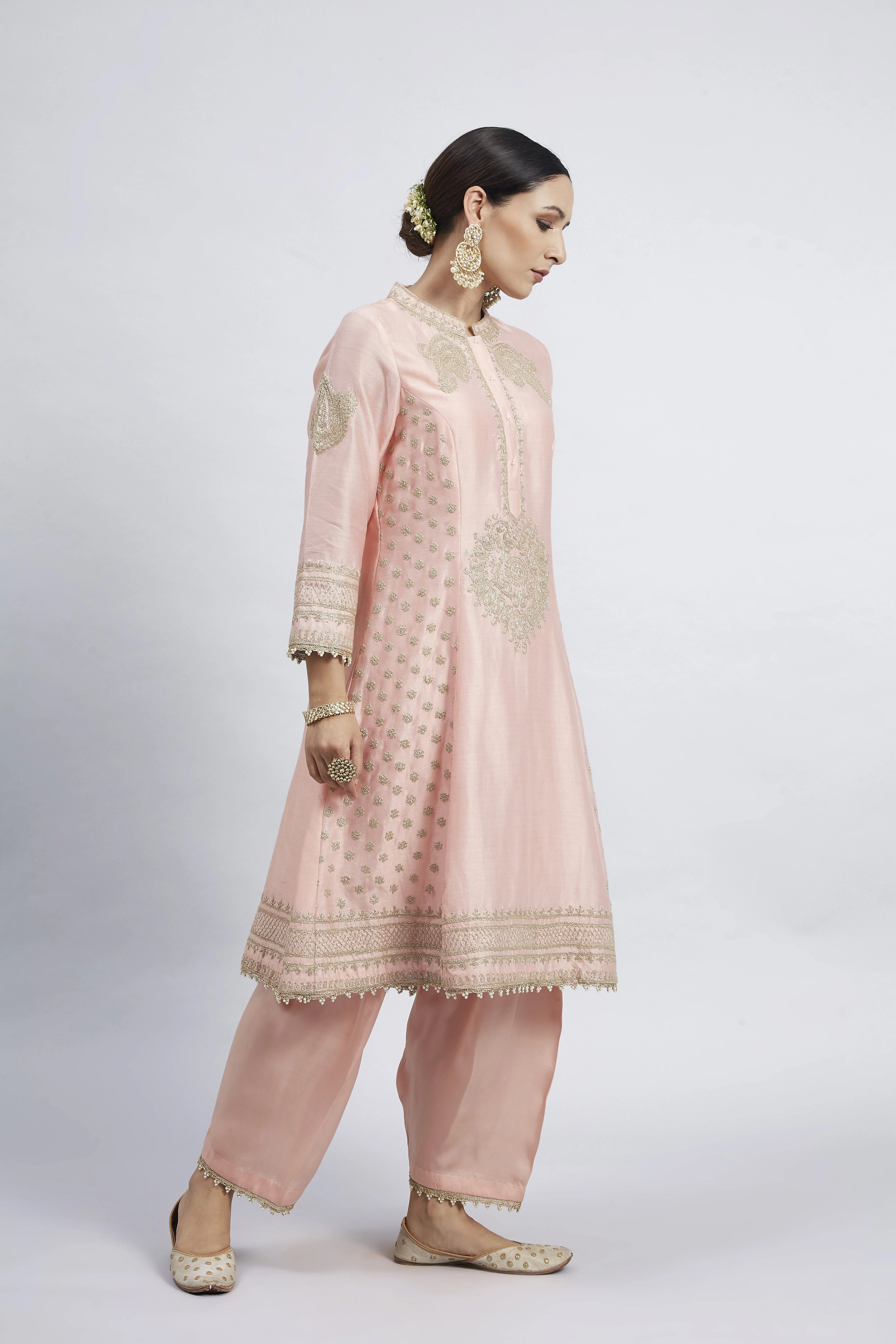 Naazira-Carnation Pink Embroidered Kurta Set (Lxrts) - Image 14