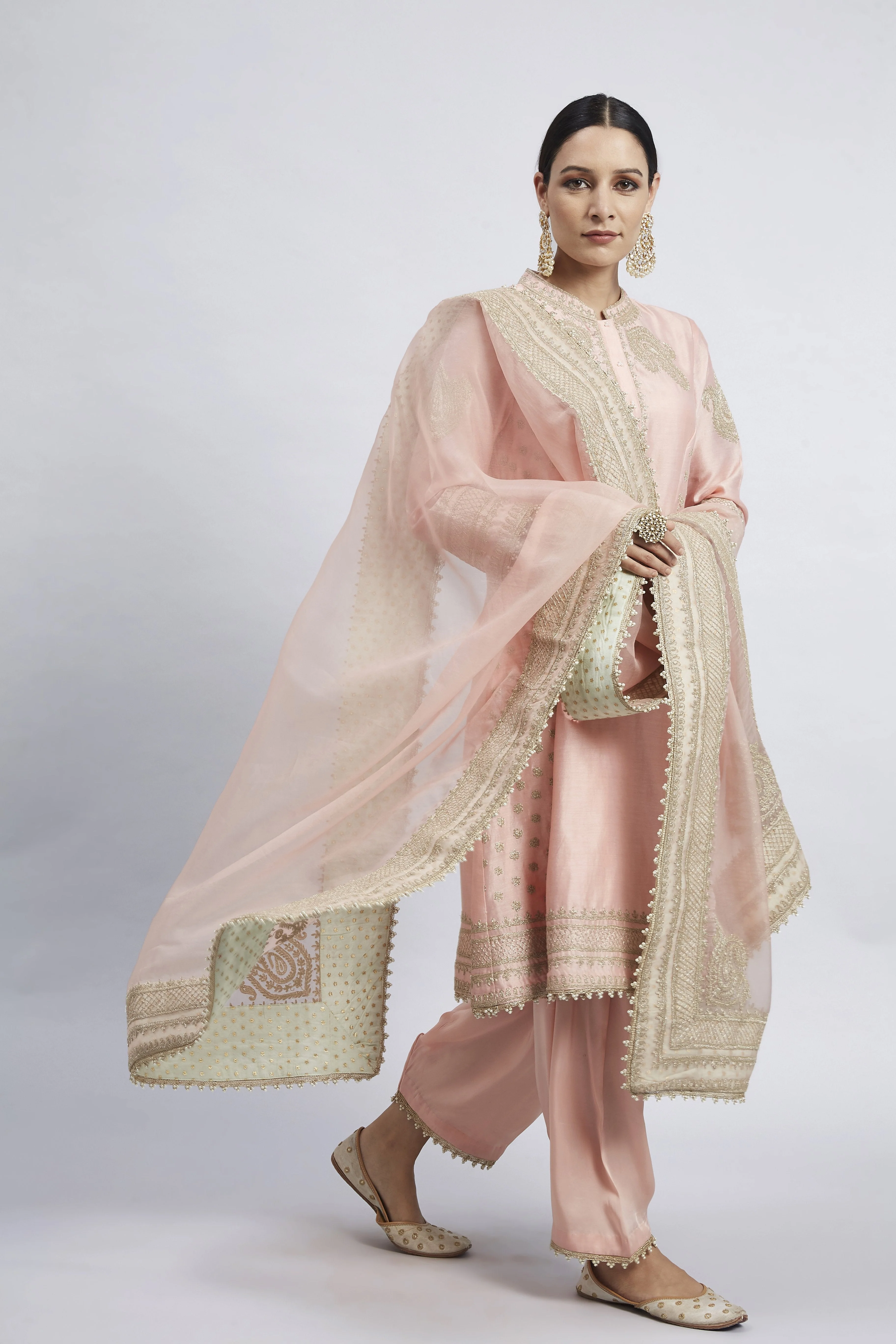 Naazira-Carnation Pink Embroidered Kurta Set (Lxrts) - Image 15