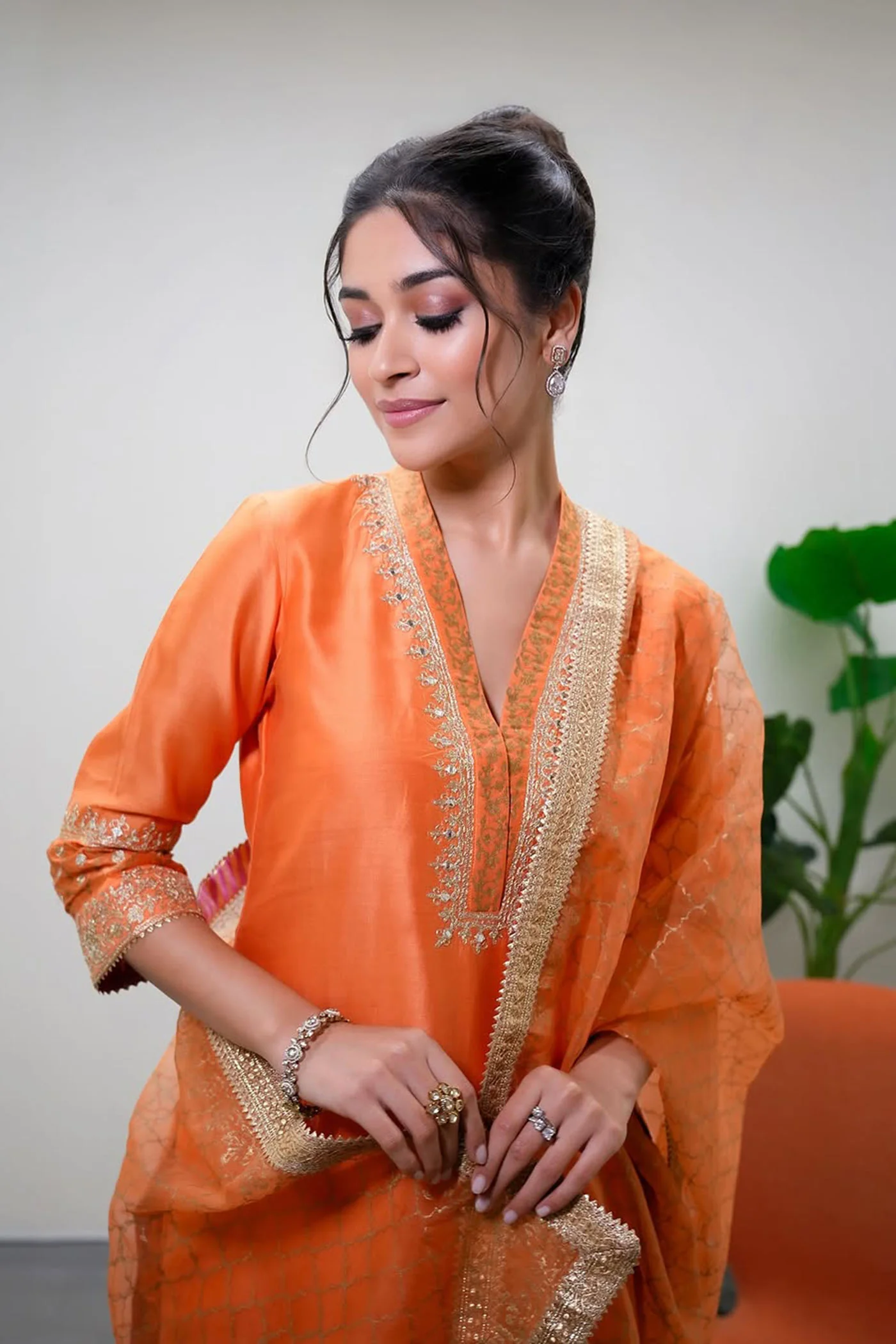 Nandini Gupta In Faheeda - Tangerine Orange  Kurta Set - Image 2