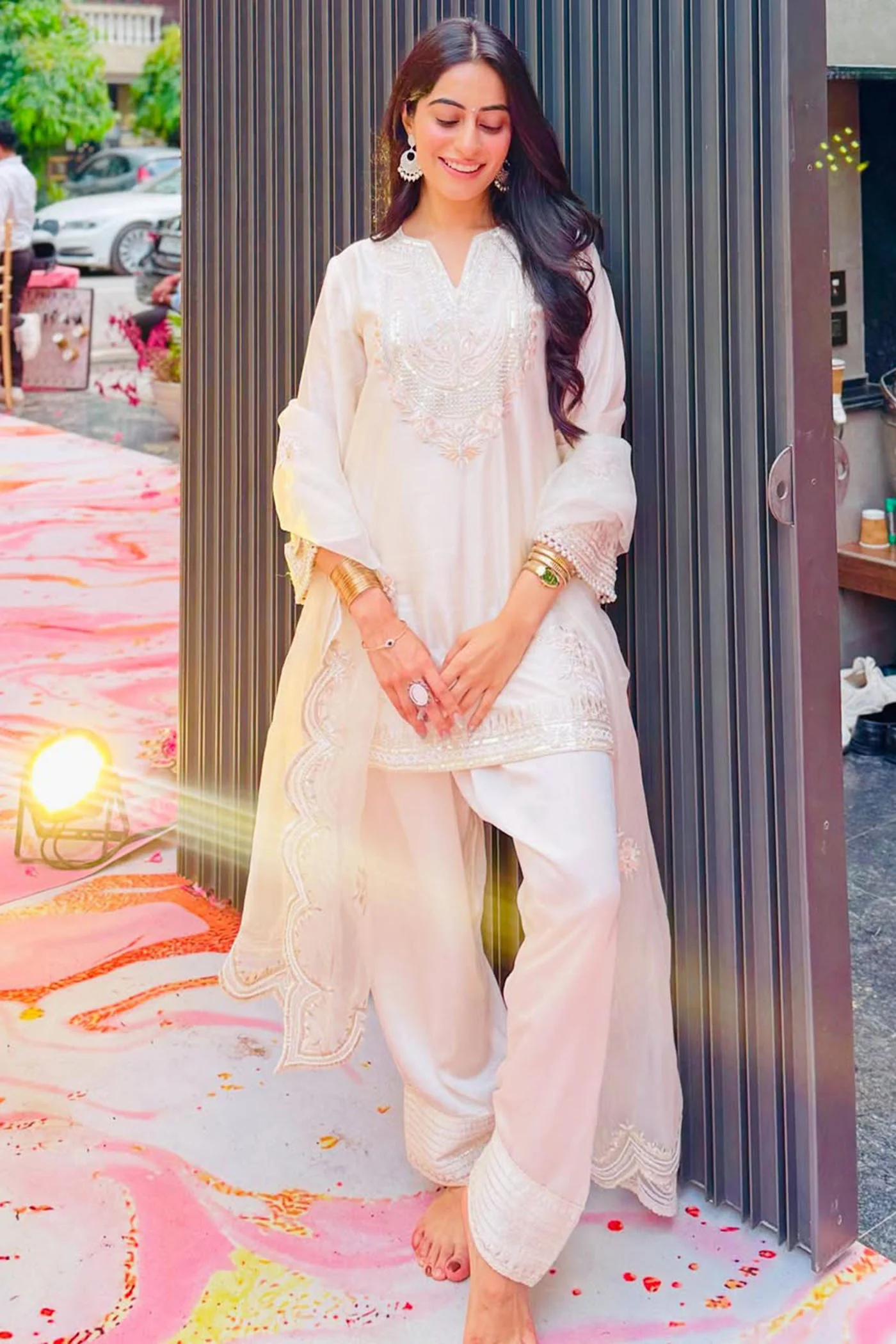 Nikita Chawla in Sara- Daisy Ivory Short Kurta With  Salwar - Image 2