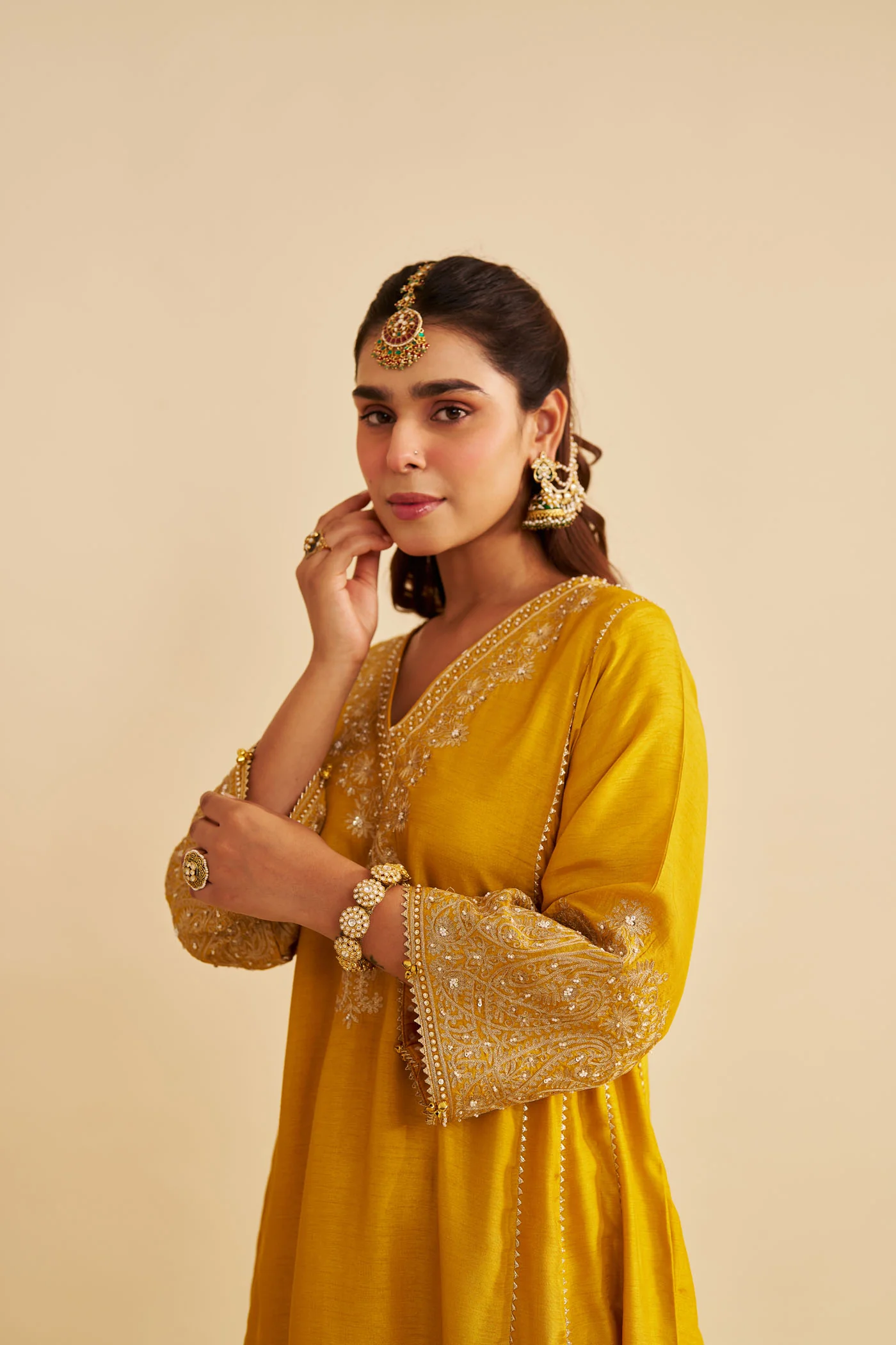 NIYAH - Heirloom Mustard SHORT CHAUGA WITH SALWAR - Image 3