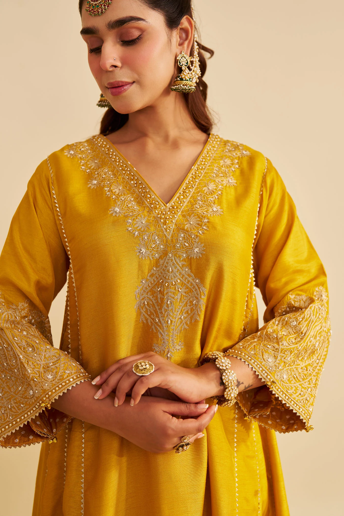 NIYAH - Heirloom Mustard SHORT CHAUGA WITH SALWAR - Image 4