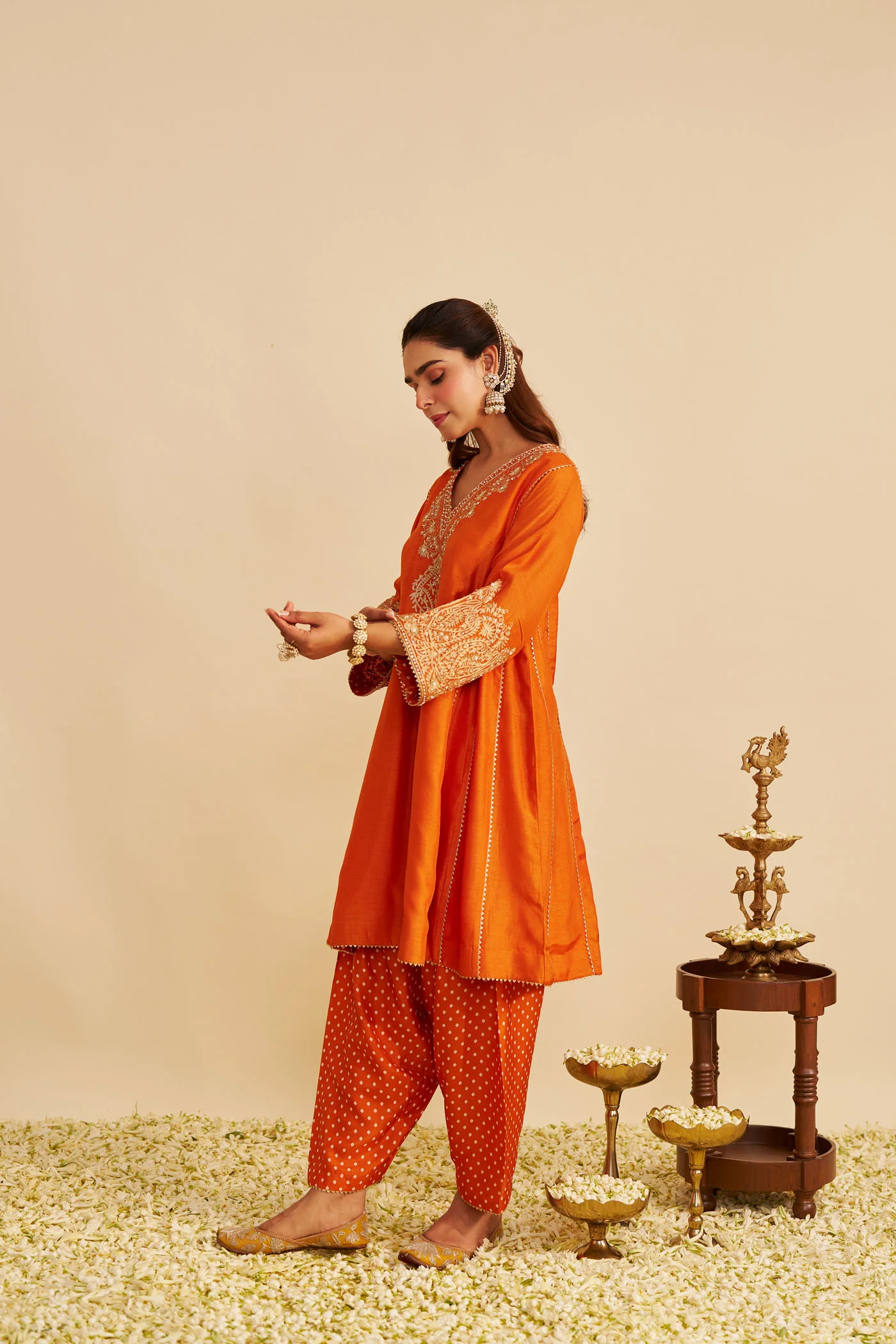 NIYAH - Orange SHORT CHAUGA WITH SALWAR - Image 2