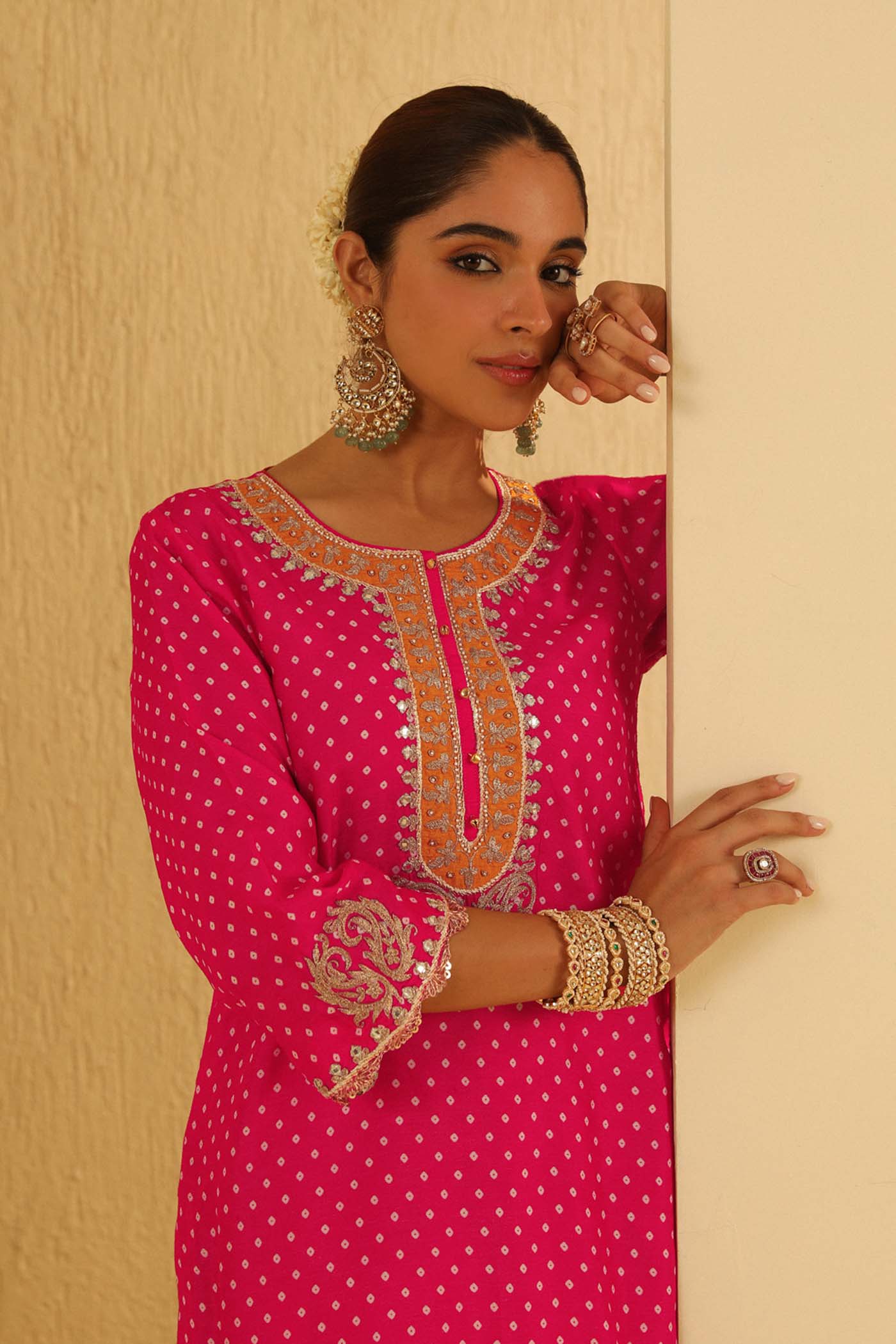 Noora - Rani Hotpink Short Kurta with Salwar (Lxrts) - Image 5