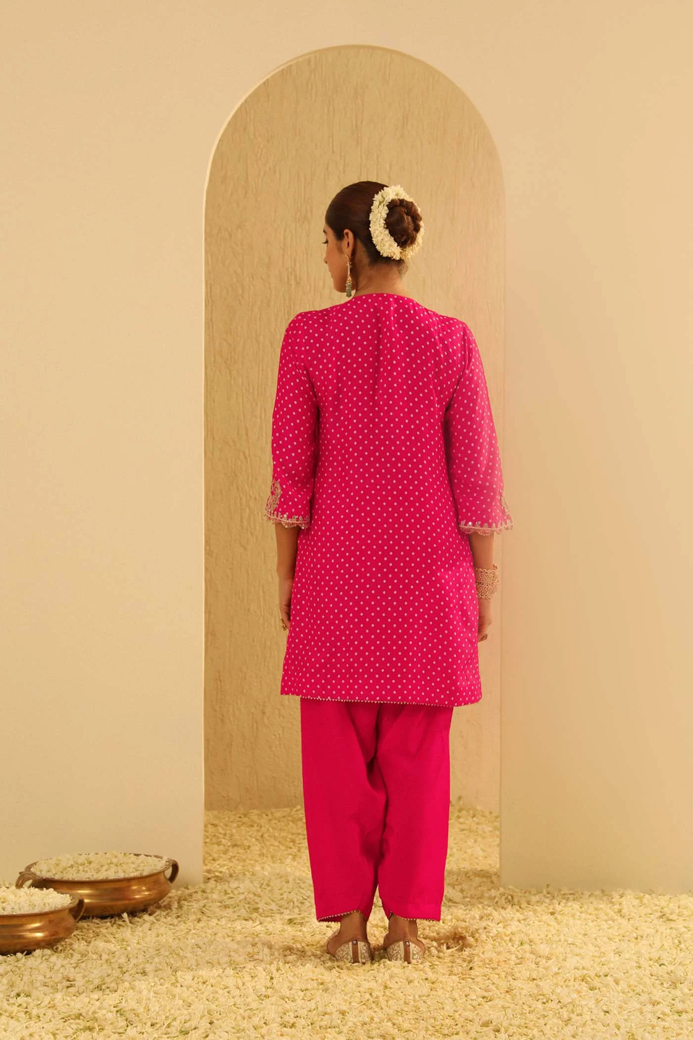Noora - Rani Hotpink Short Kurta with Salwar (Lxrts) - Image 6