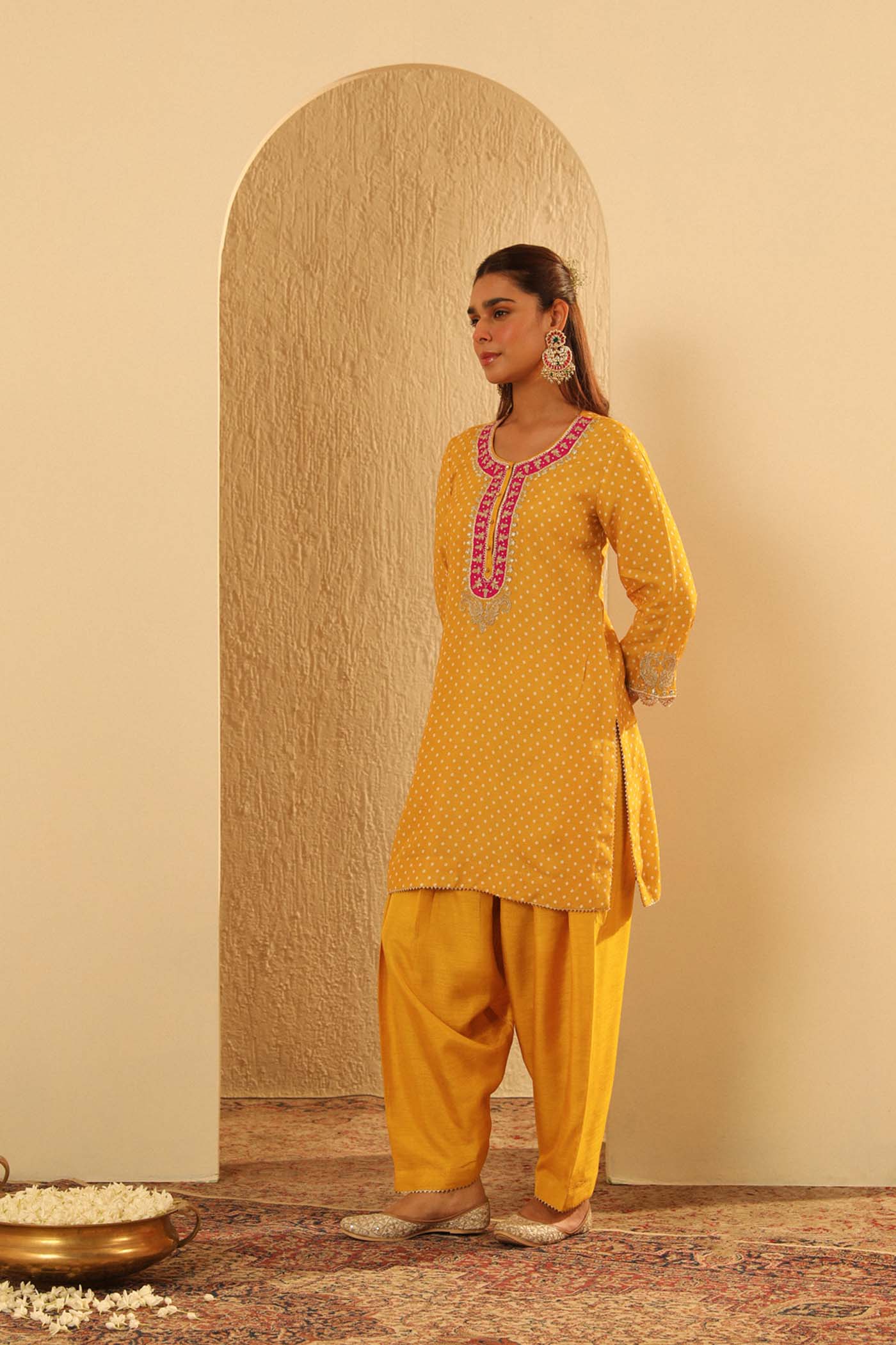Noora - Mustard Short Kurta with Salwar (Lxrts) - Image 2