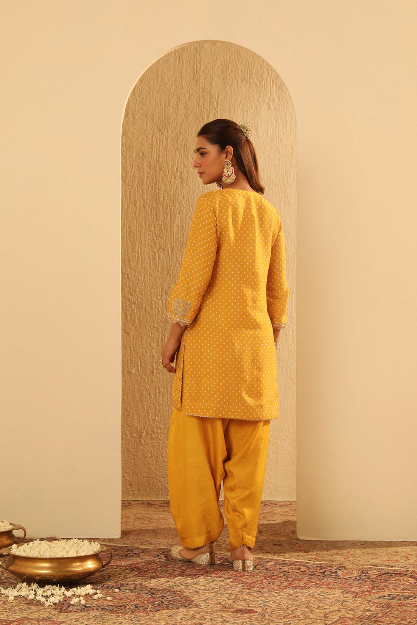 Noora - Heirloom Mustard Short Kurta with Salwar - Image 6