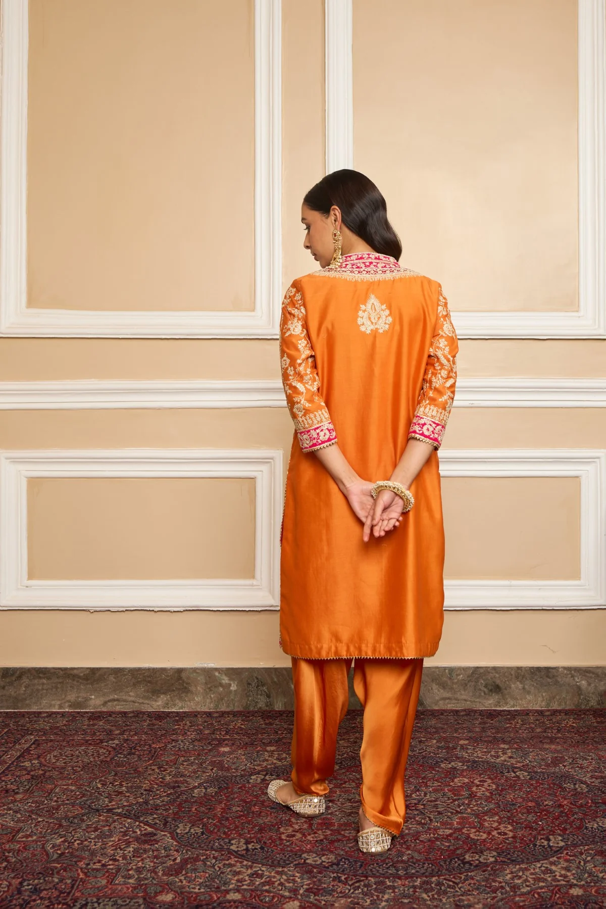 MEHNOOR - Orange KURTA WITH DHOTI - Image 2