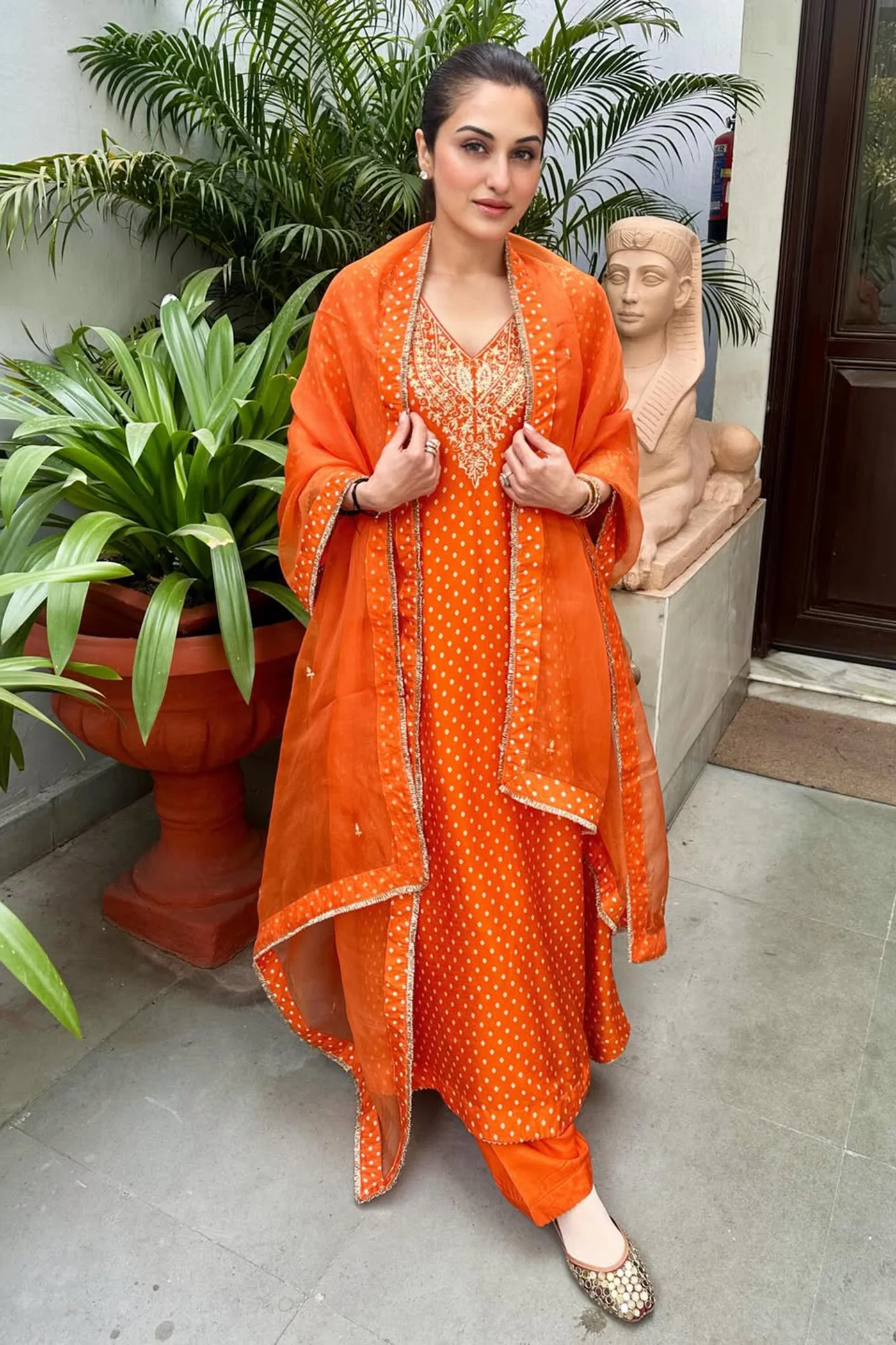 Payal Sen in Zaliyah Orange long chauga with salwar - Image 2