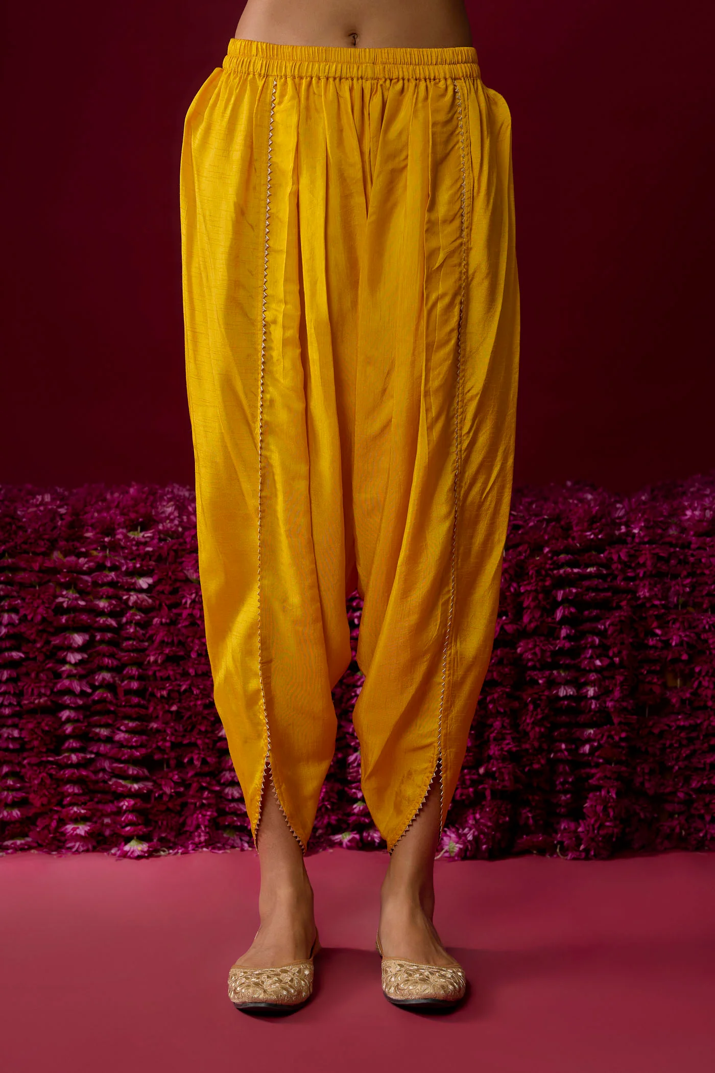 Rafiyah - Mustard Short Kurta With Dhoti - Image 4