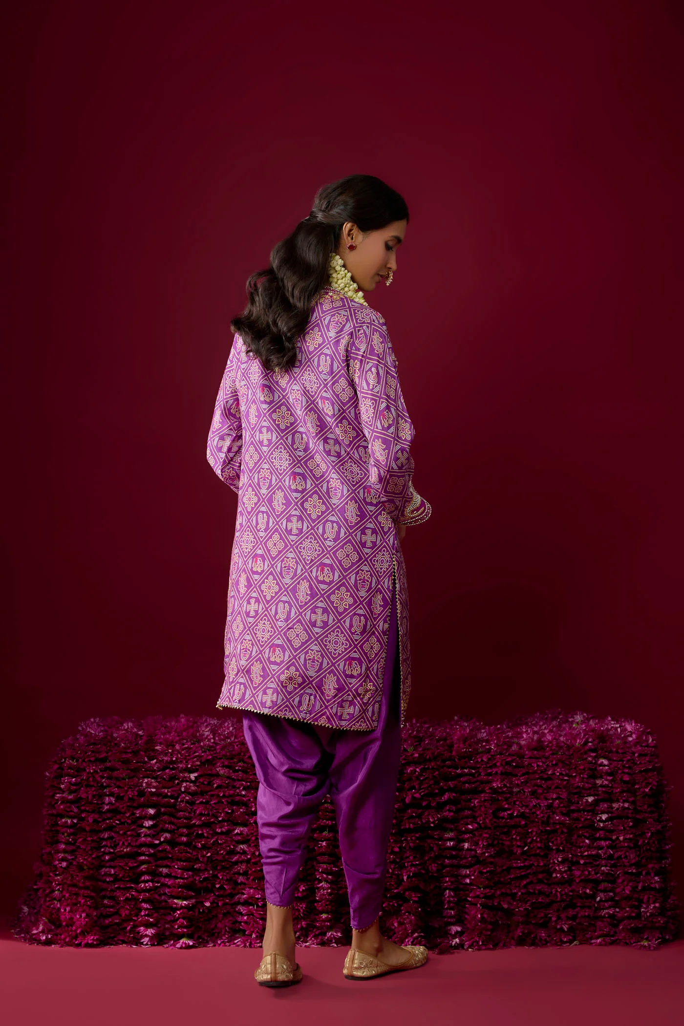 Rafiyah - Purple Short Kurta With Dhoti - Image 4
