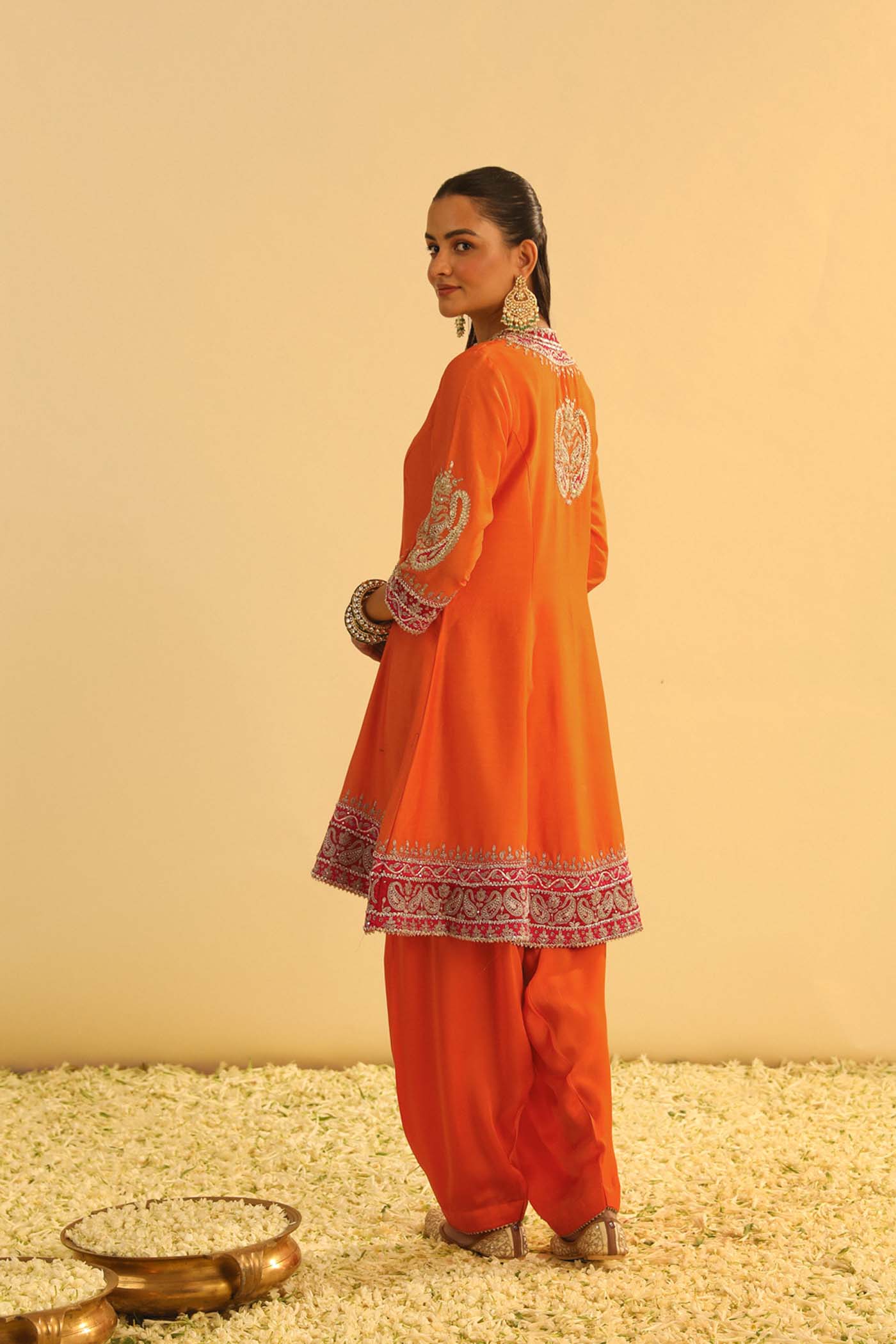Rayana - Orange A-line Kurta with Salwar & Dupatta - Image 5