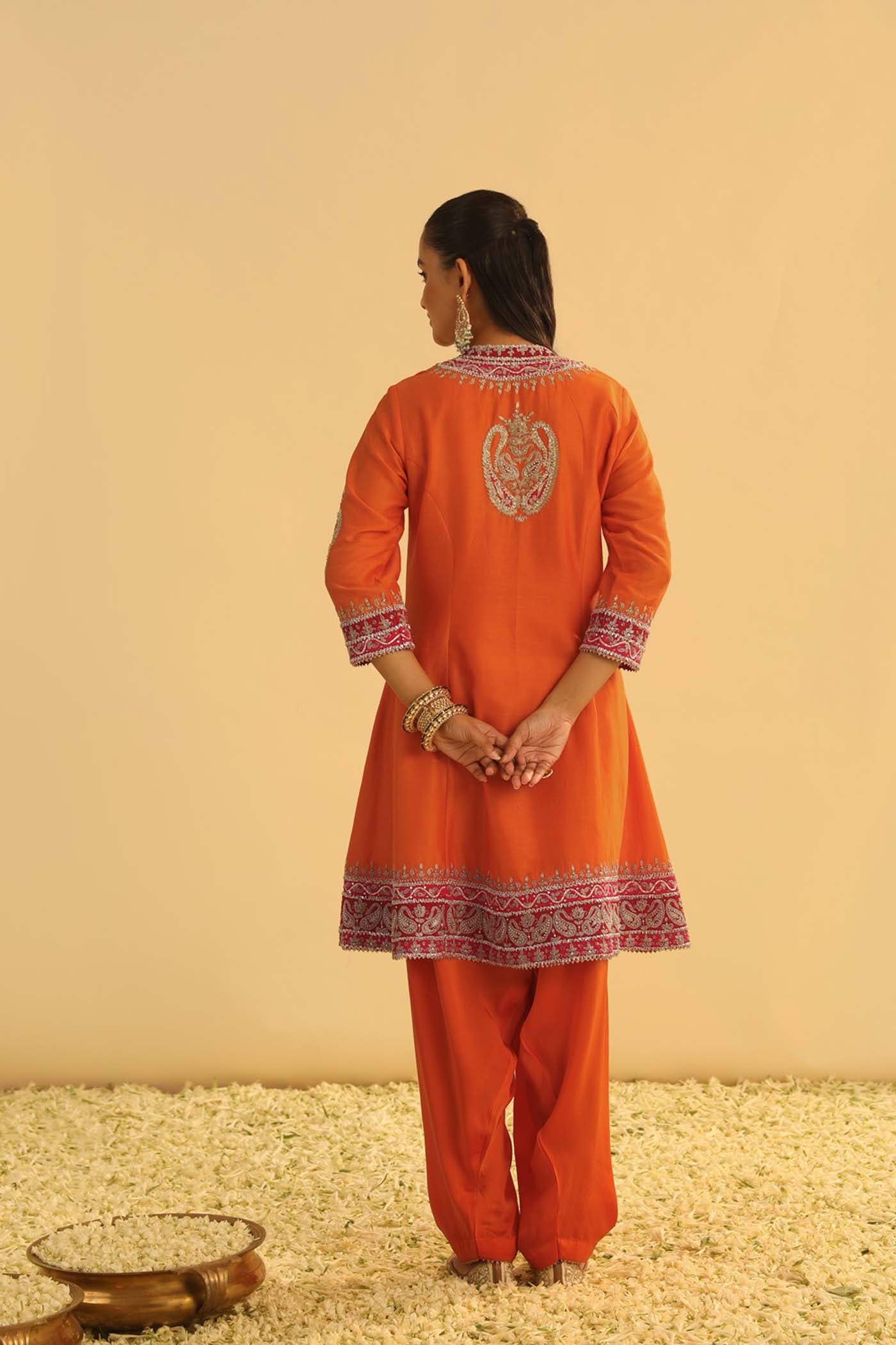 Rayana - Orange A-line Kurta with Salwar & Dupatta - Image 7