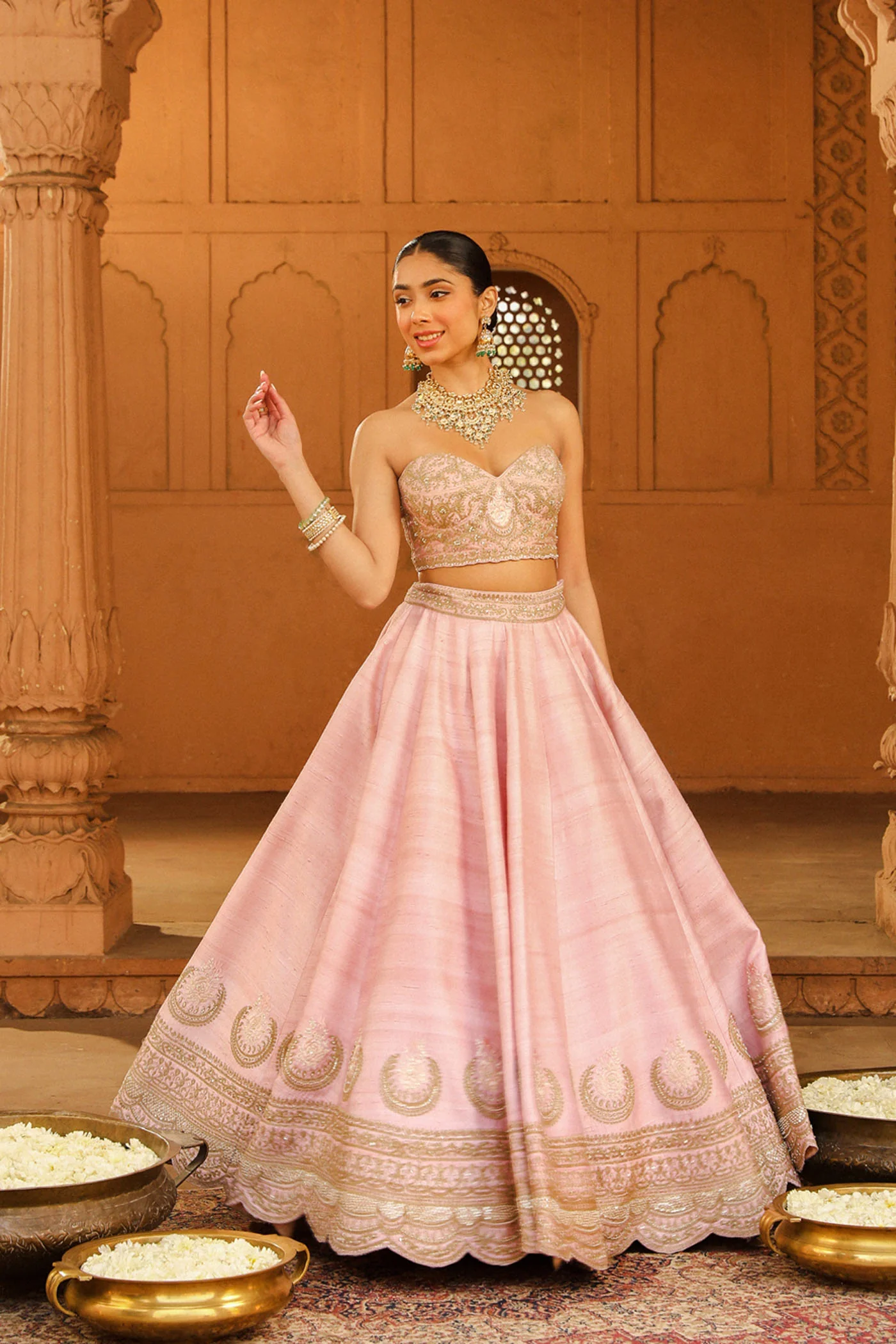 Razana - Blush Pink Lehenga Set with Dupatta - Image 4
