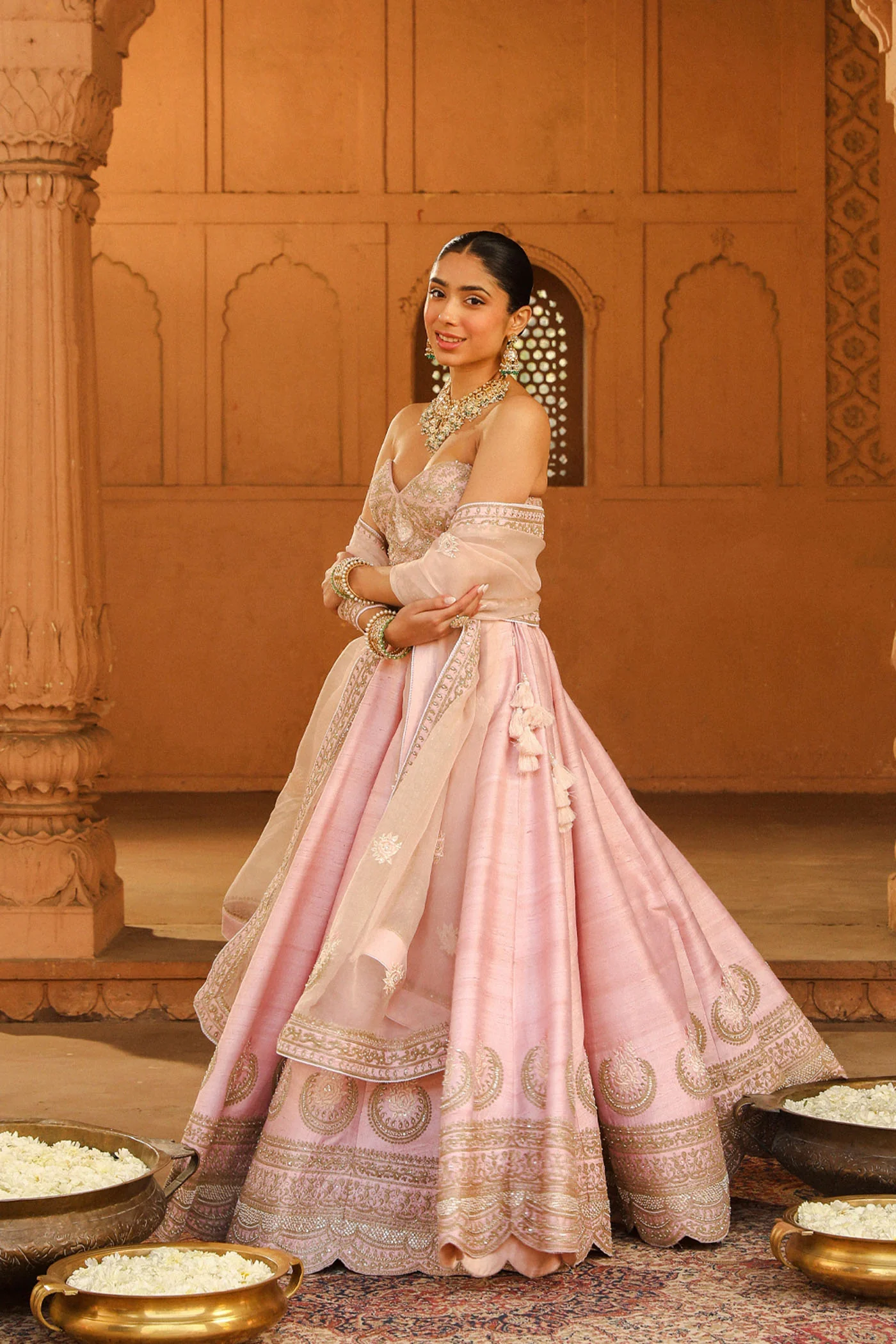 Razana - Blush Pink Lehenga Set with Dupatta - Image 5
