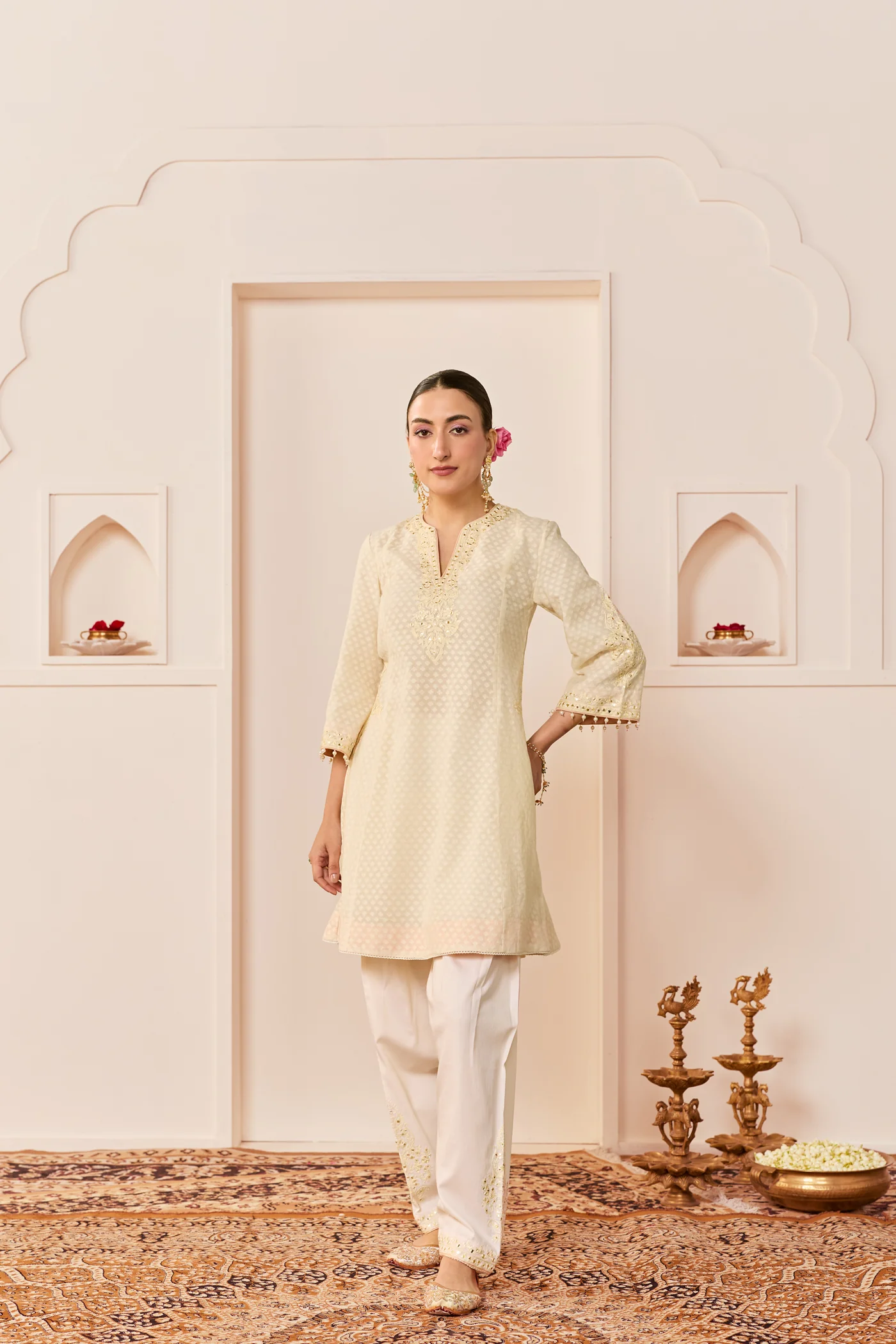 Reem - Daisy Ivory Short Choga With Dogri Salwar - Image 2