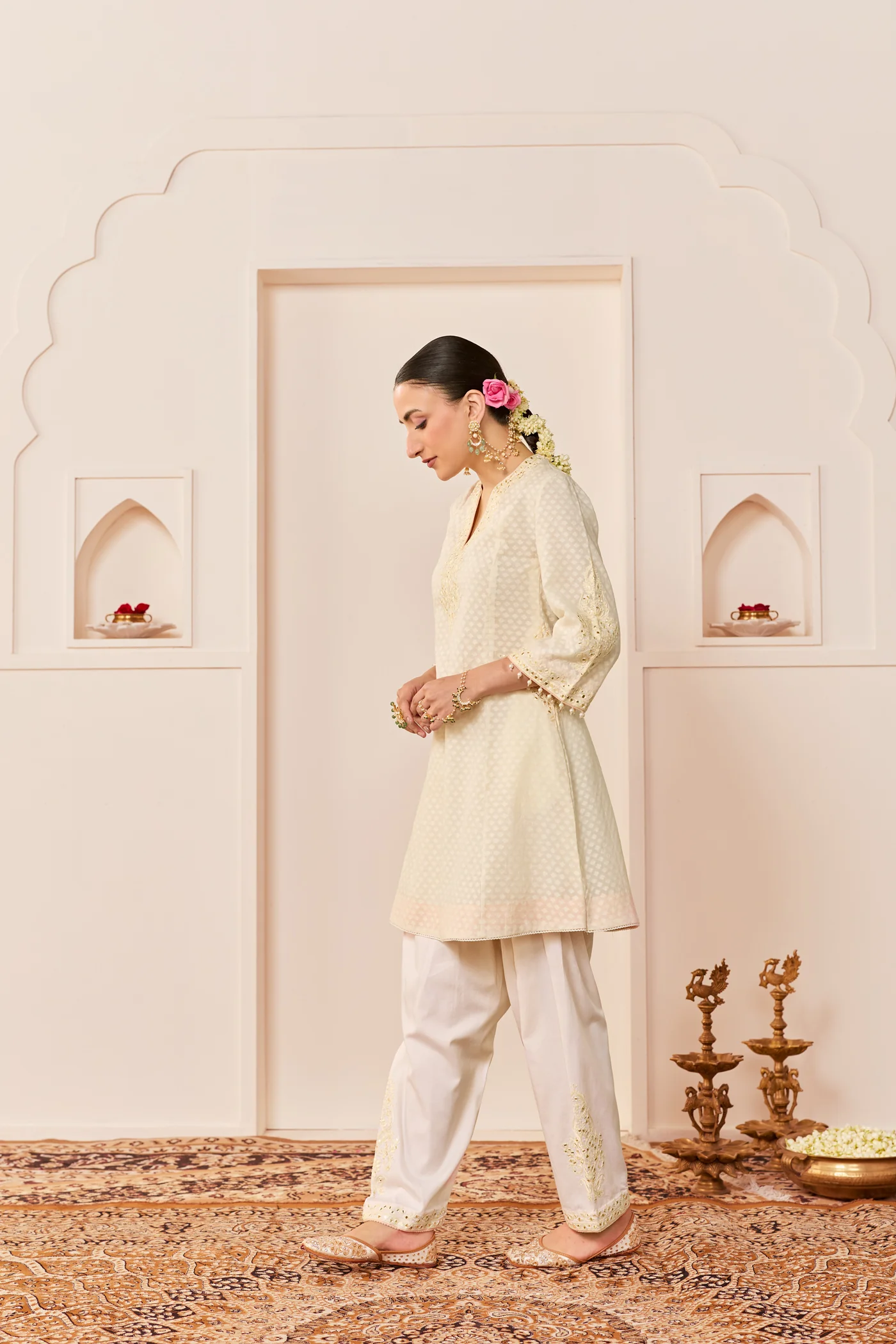 Reem - Daisy Ivory Short Choga With Dogri Salwar - Image 3