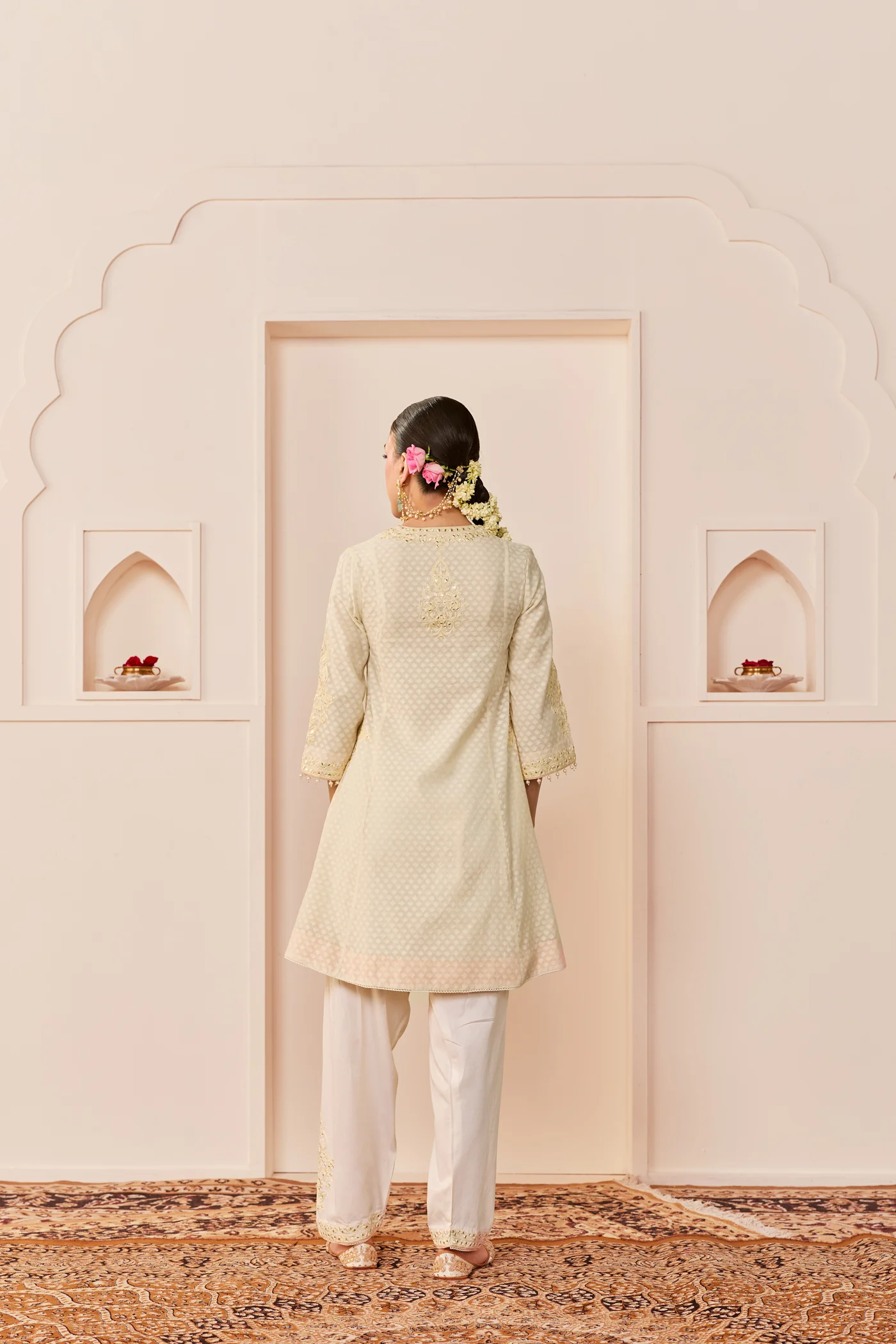 Reem - Daisy Ivory Short Choga With Dogri Salwar - Image 6