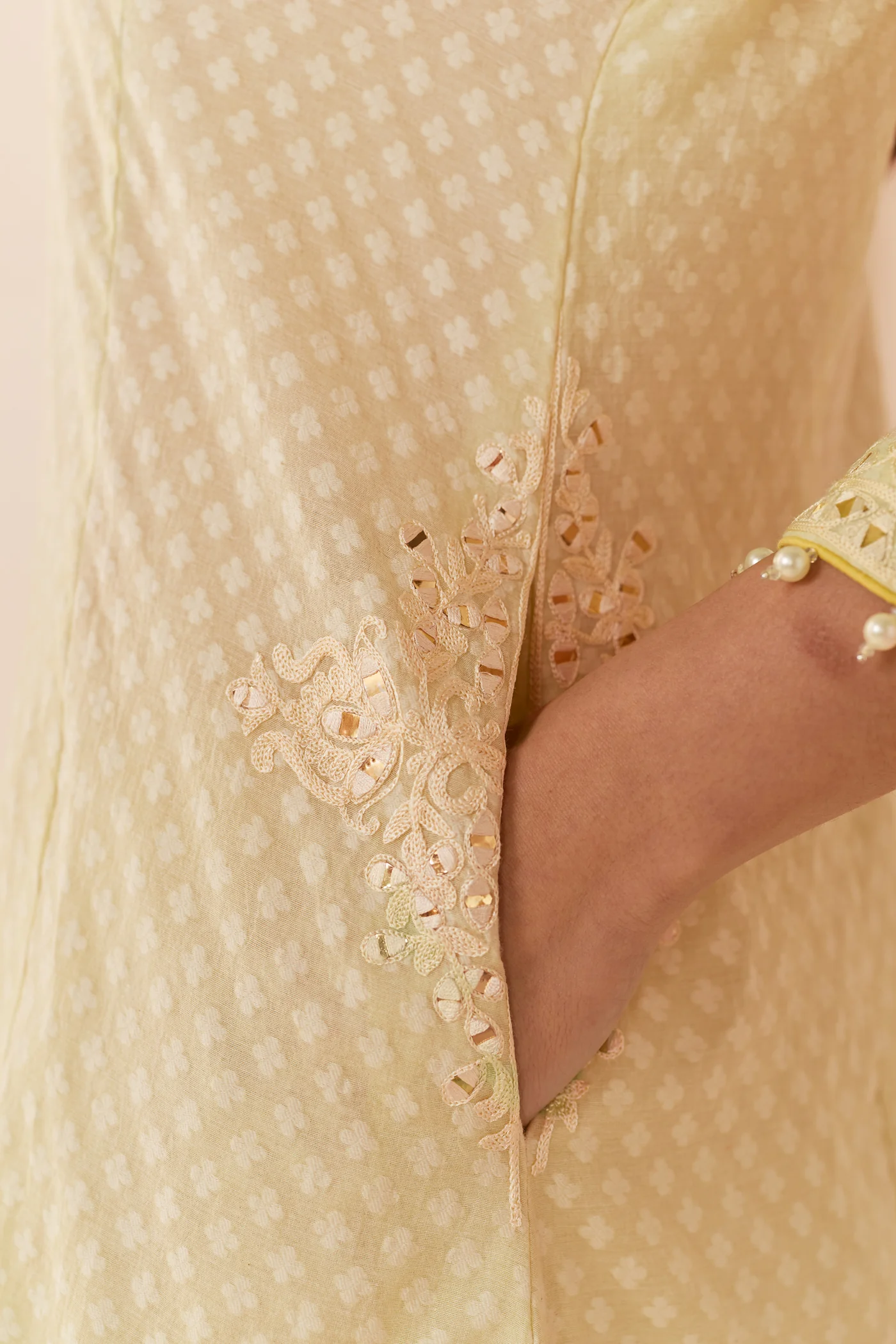 Reem - Mint Green Short Choga With Dogri Salwar - Image 5