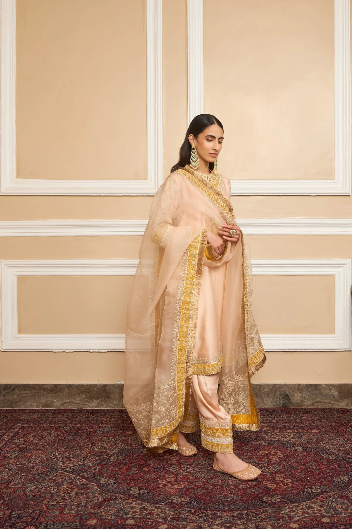 RESHAM - ROSEPINK SHORT KURTA WITH SALWAR AND DUPATTA (LXRTS) - Image 2