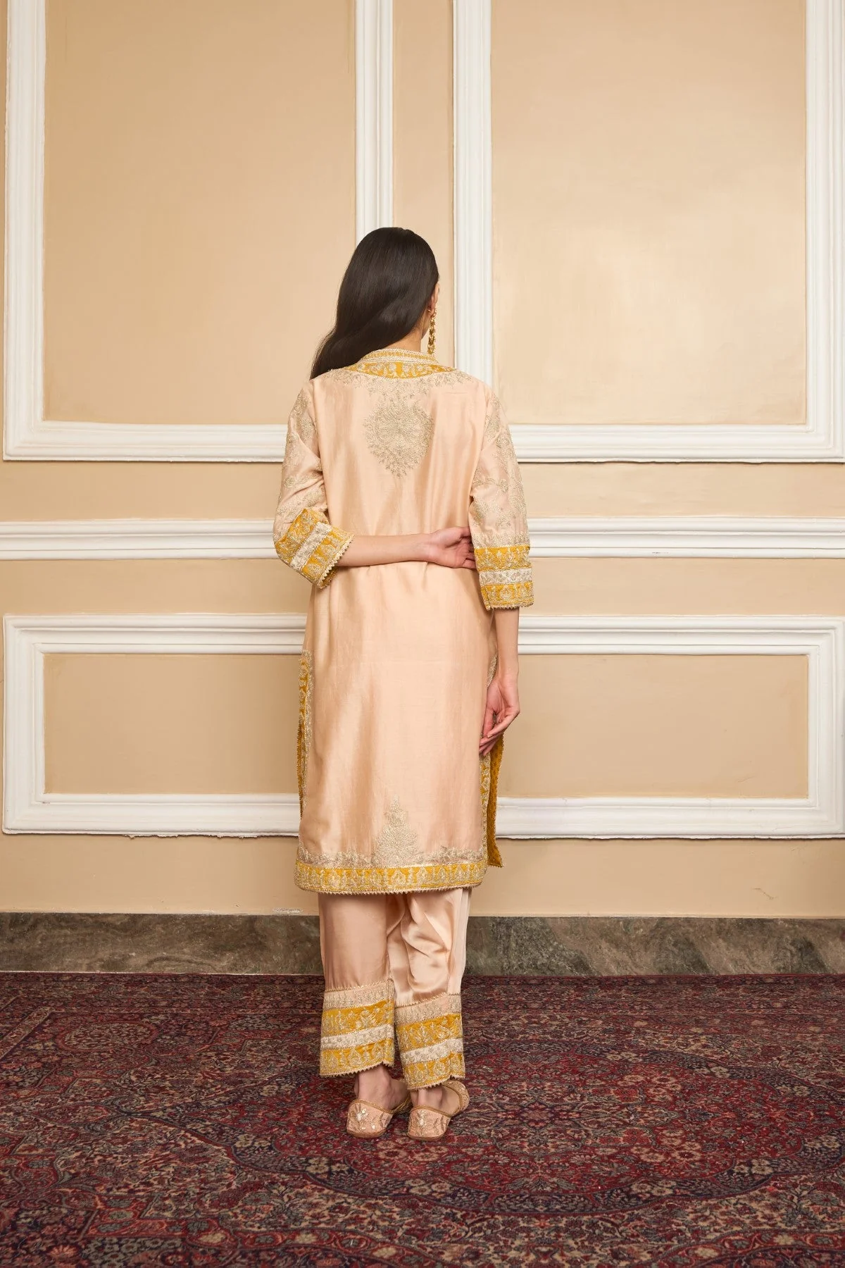 RESHAM - ROSEPINK SHORT KURTA WITH SALWAR AND DUPATTA (LXRTS) - Image 4