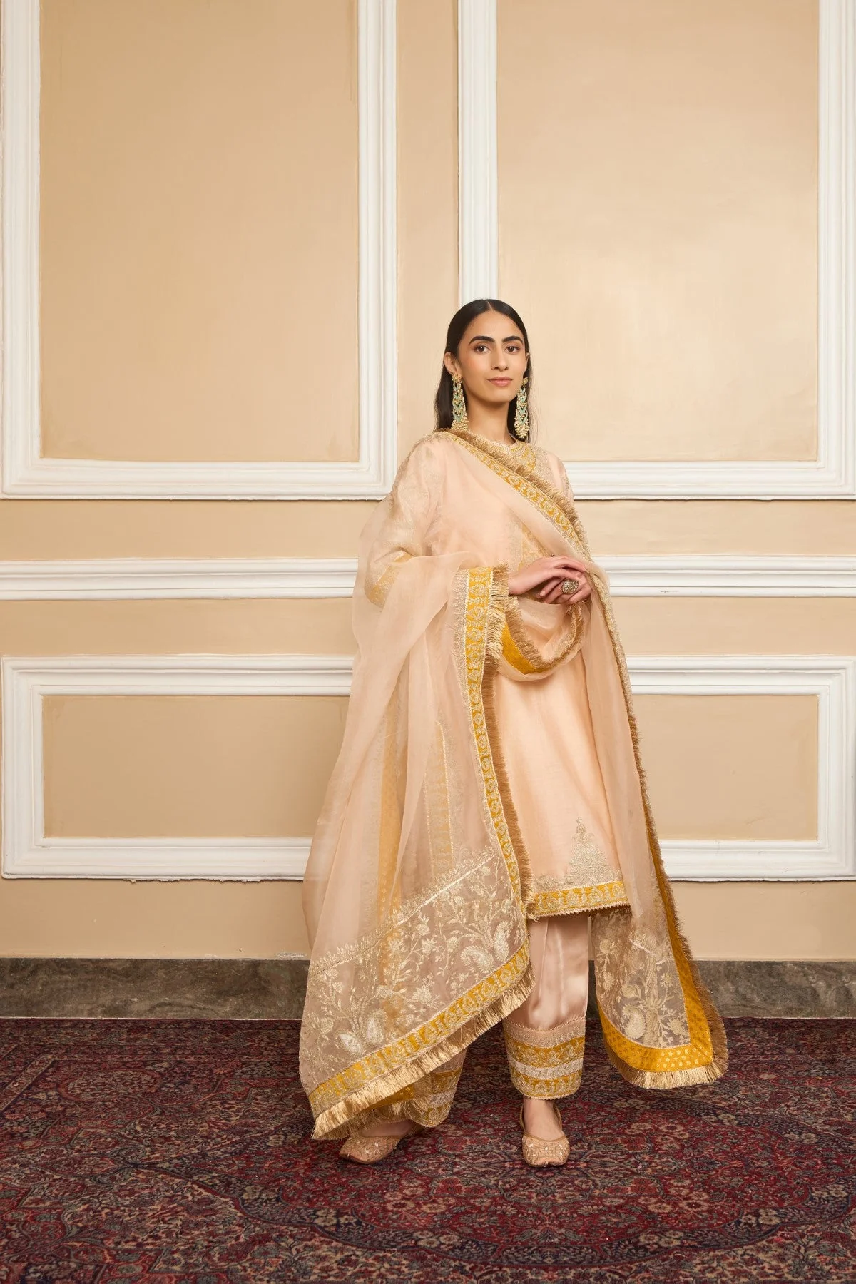 RESHAM - ROSEPINK SHORT KURTA WITH SALWAR AND DUPATTA (LXRTS) - Image 5