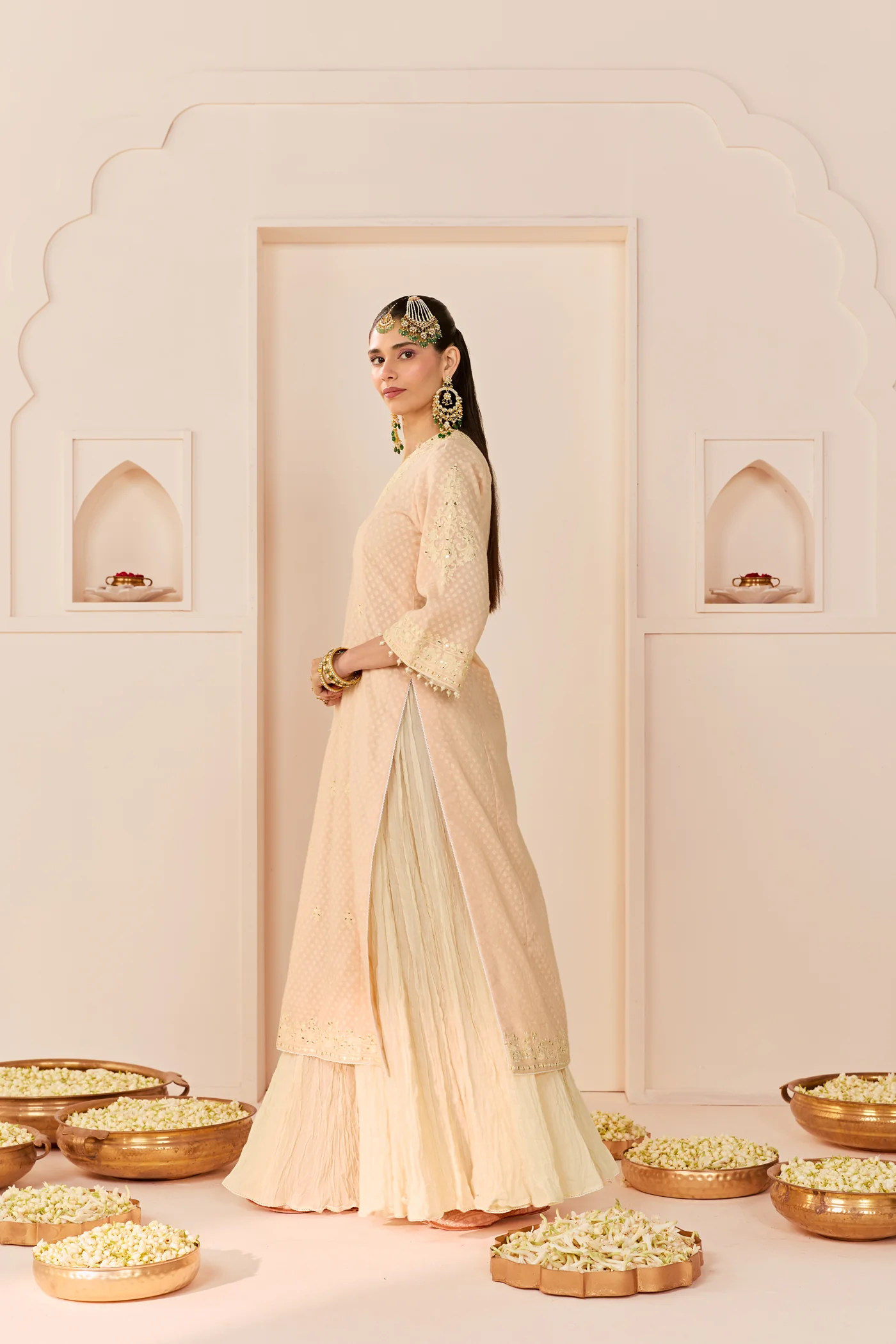 Ruhani - Carnation Pink Long Kurta With Skirt And Dupatta - Image 5