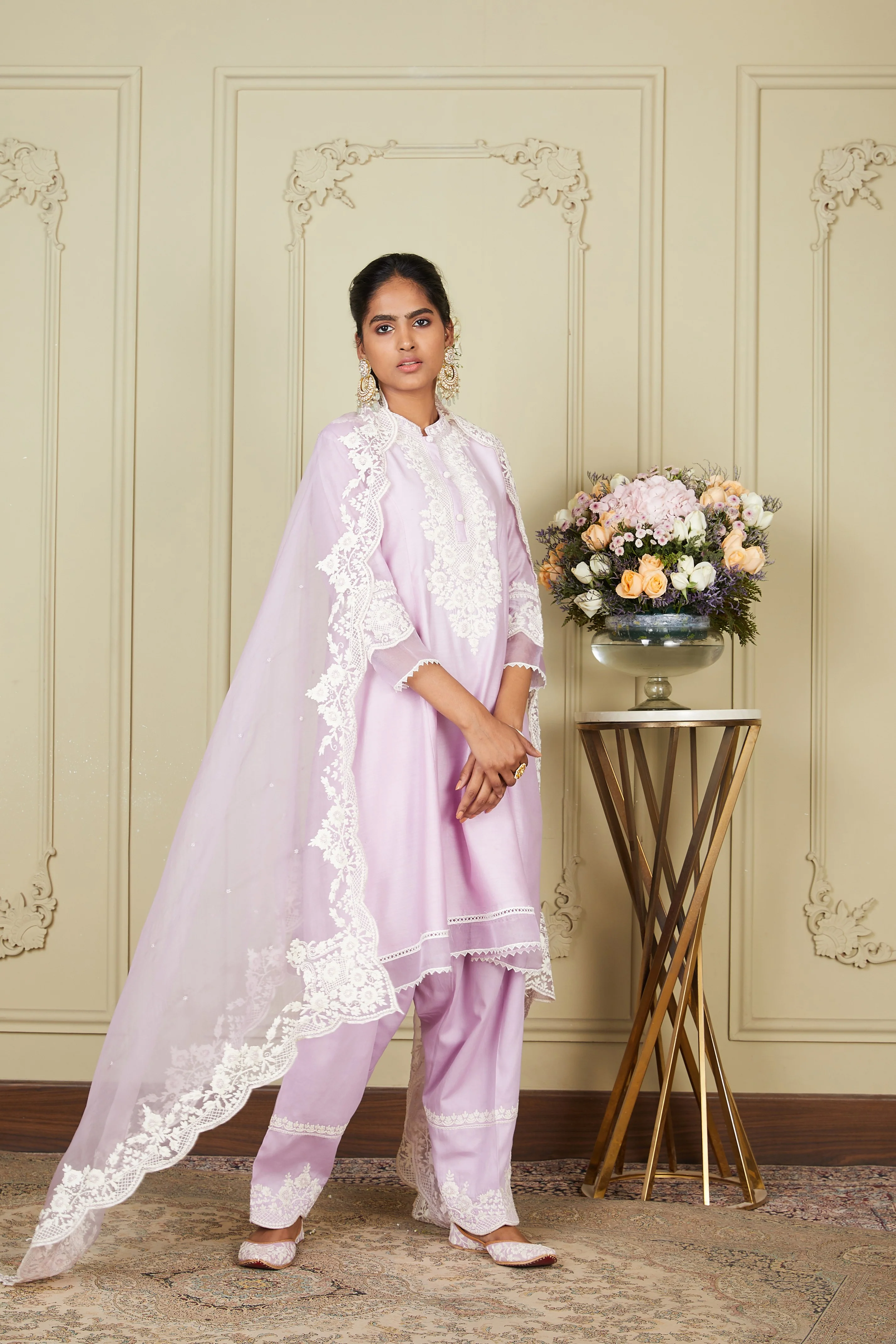 Ryhana - Periwinkle Princess-cut short kurta with salwar and dupatta - Image 6