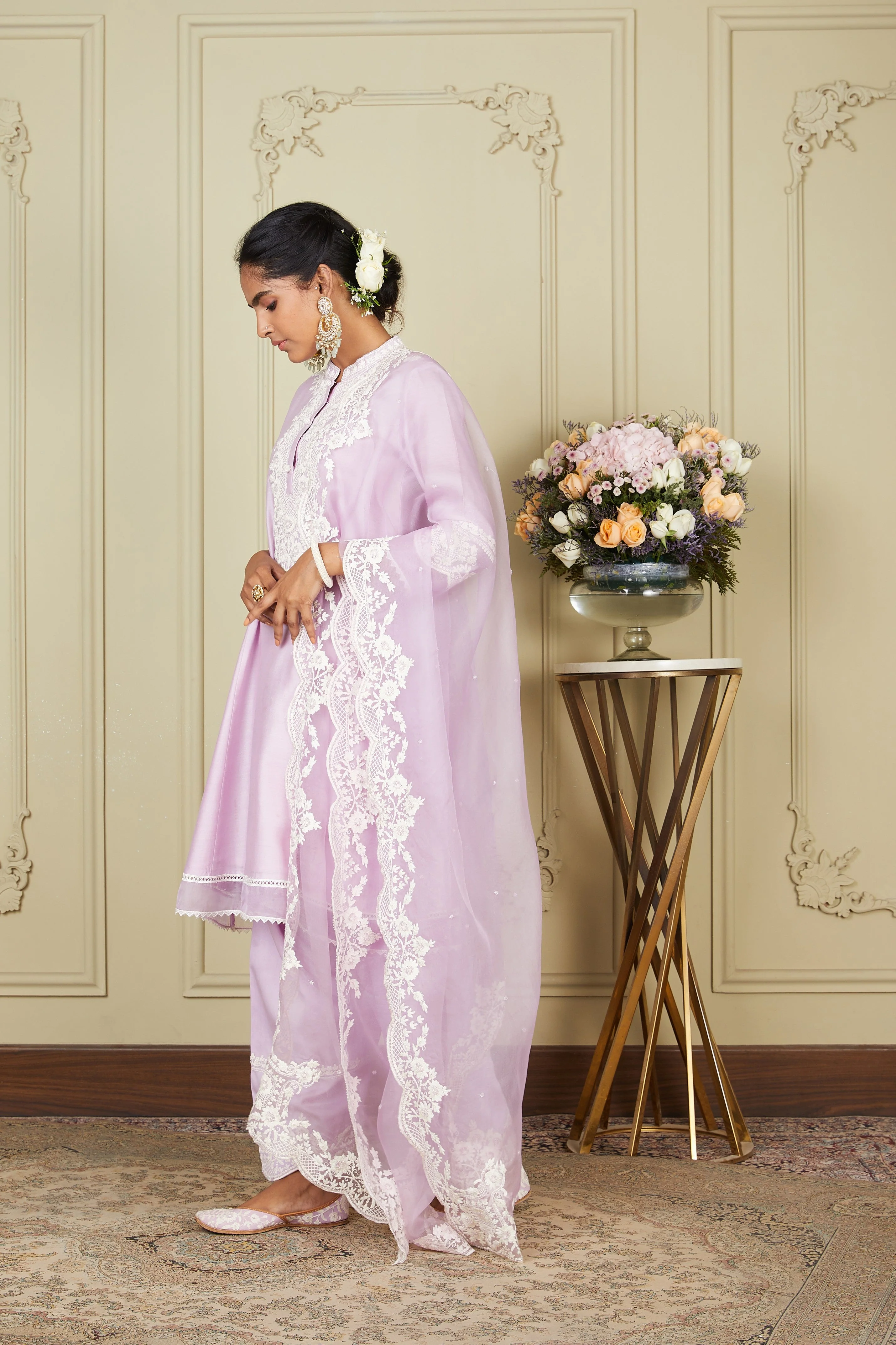 Ryhana - Periwinkle Princess-cut short kurta with salwar and dupatta (Lxrts) - Image 4