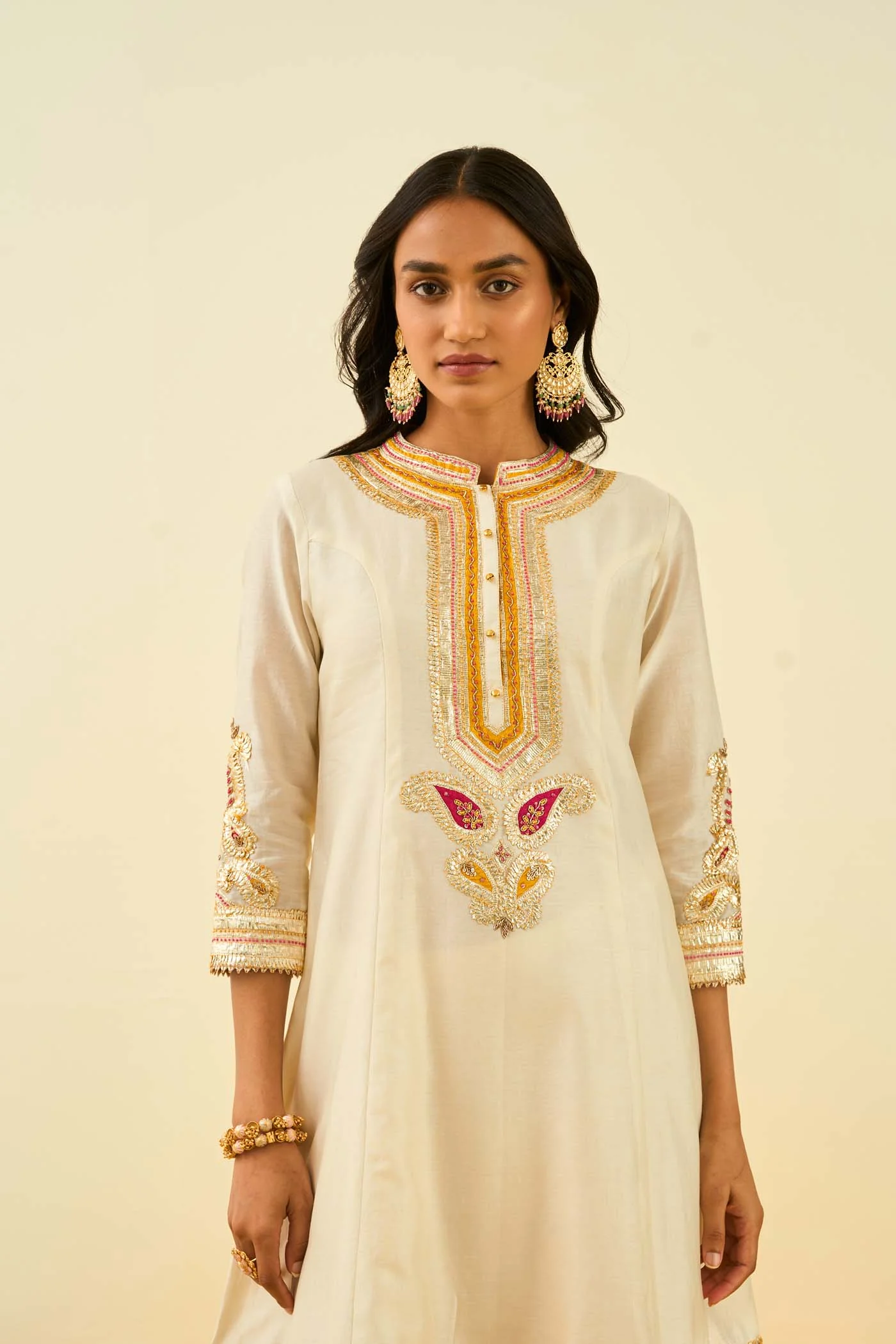 Sadirah- Daisy Ivory Princess Cut Kurta with Salwar and Dupatta - Image 4
