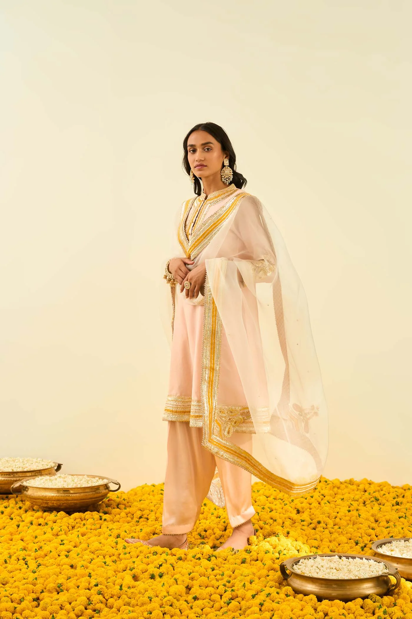 Sadirah- Rosepink Princess Cut Kurta with Salwar and Dupatta - Image 2
