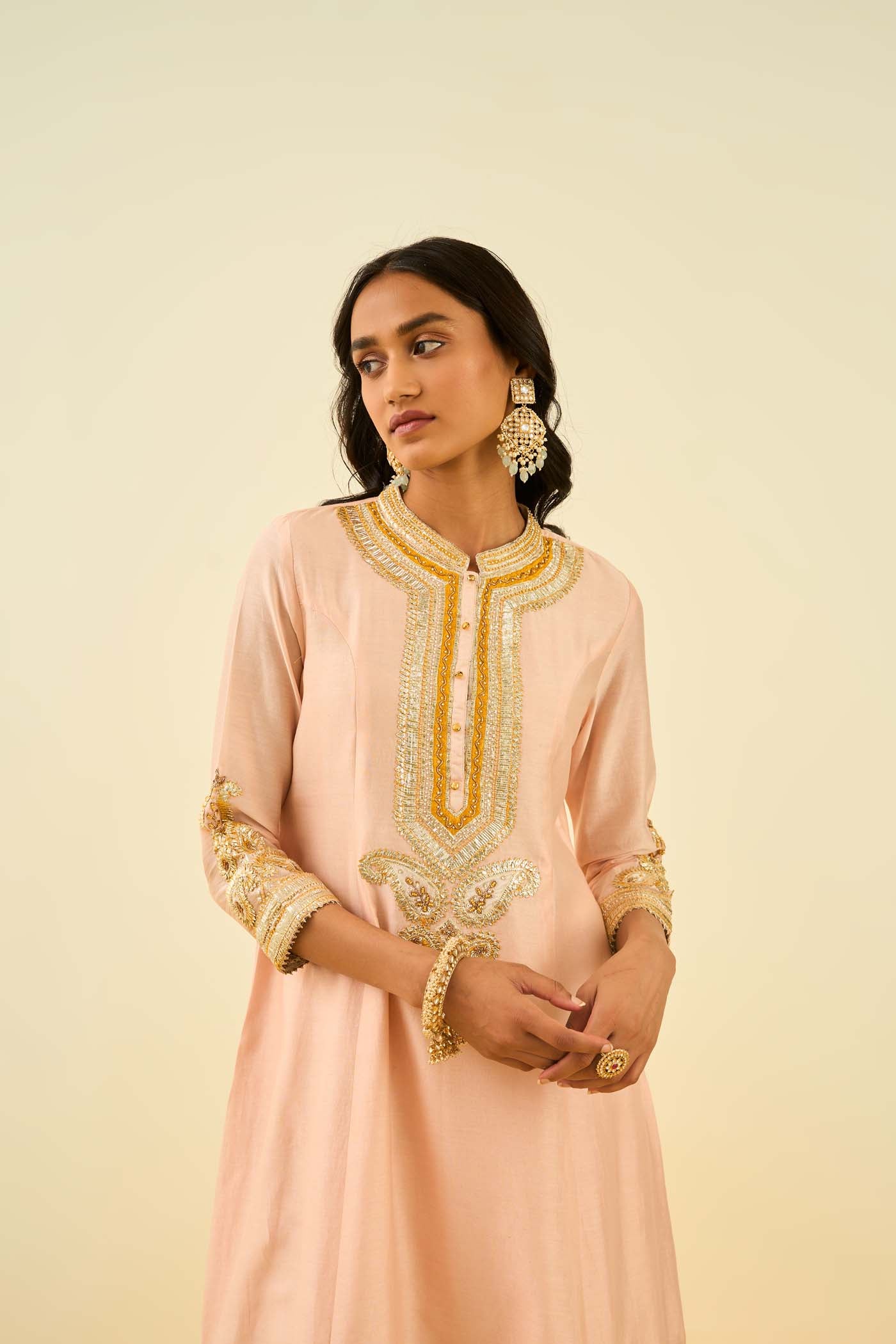 Sadirah- Rosepink Princess Cut Kurta with Salwar and Dupatta - Image 4