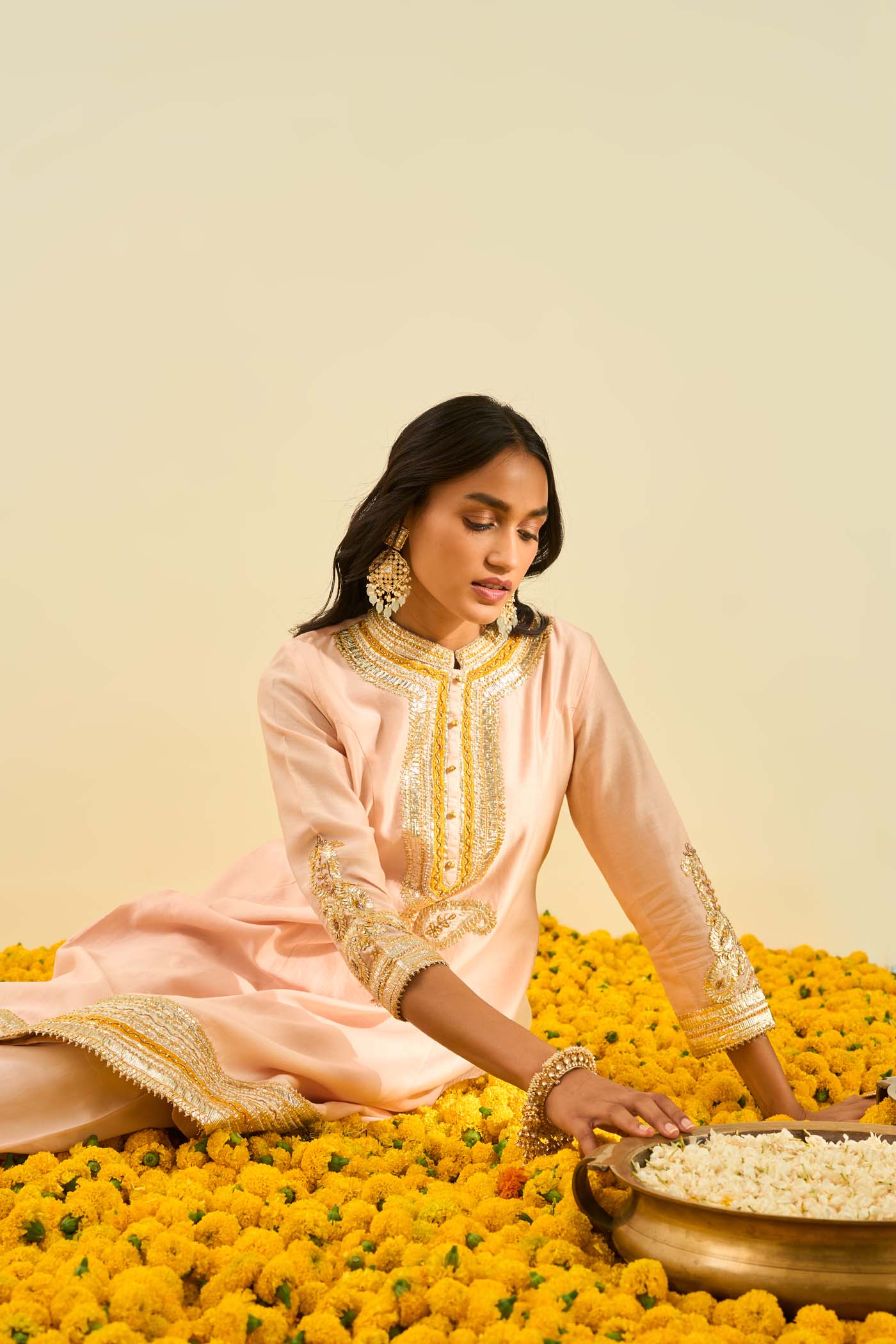 Sadirah- Rosepink Princess Cut Kurta with Salwar and Dupatta - Image 5