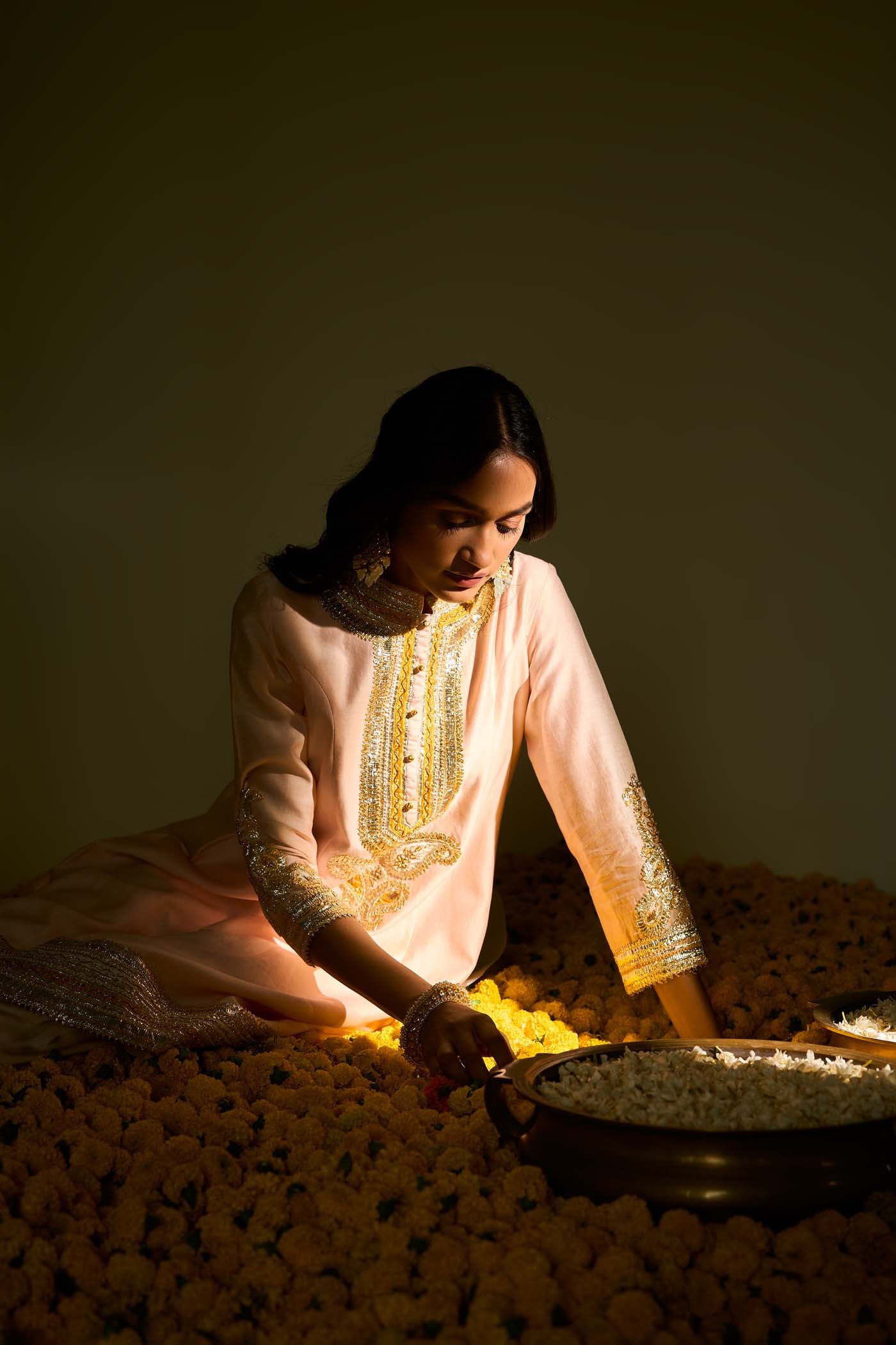 Sadirah- Rosepink Princess Cut Kurta with Salwar and Dupatta - Image 6